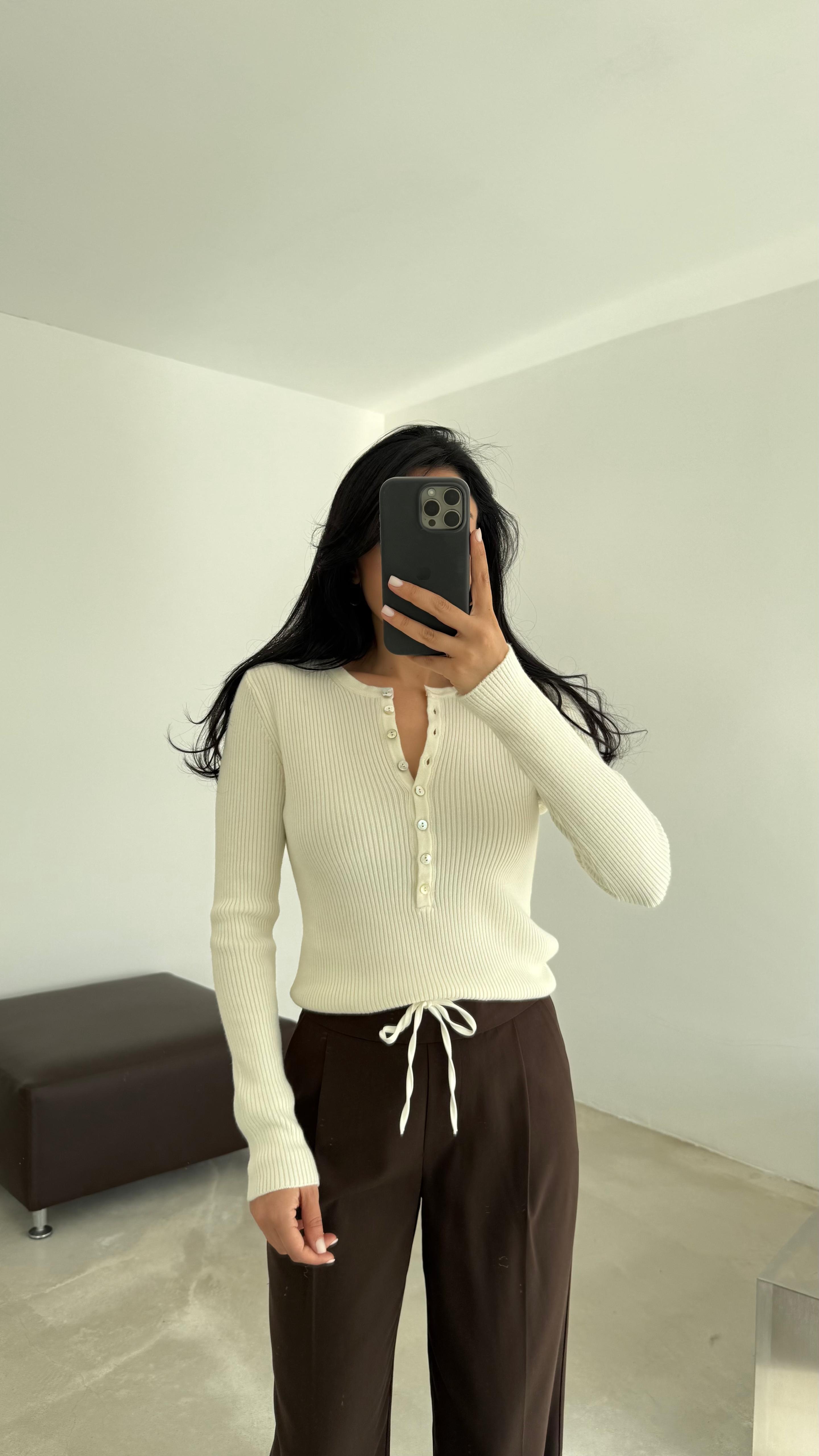 Bisiklet Yaka Yünlü Kazak (VNT10819)