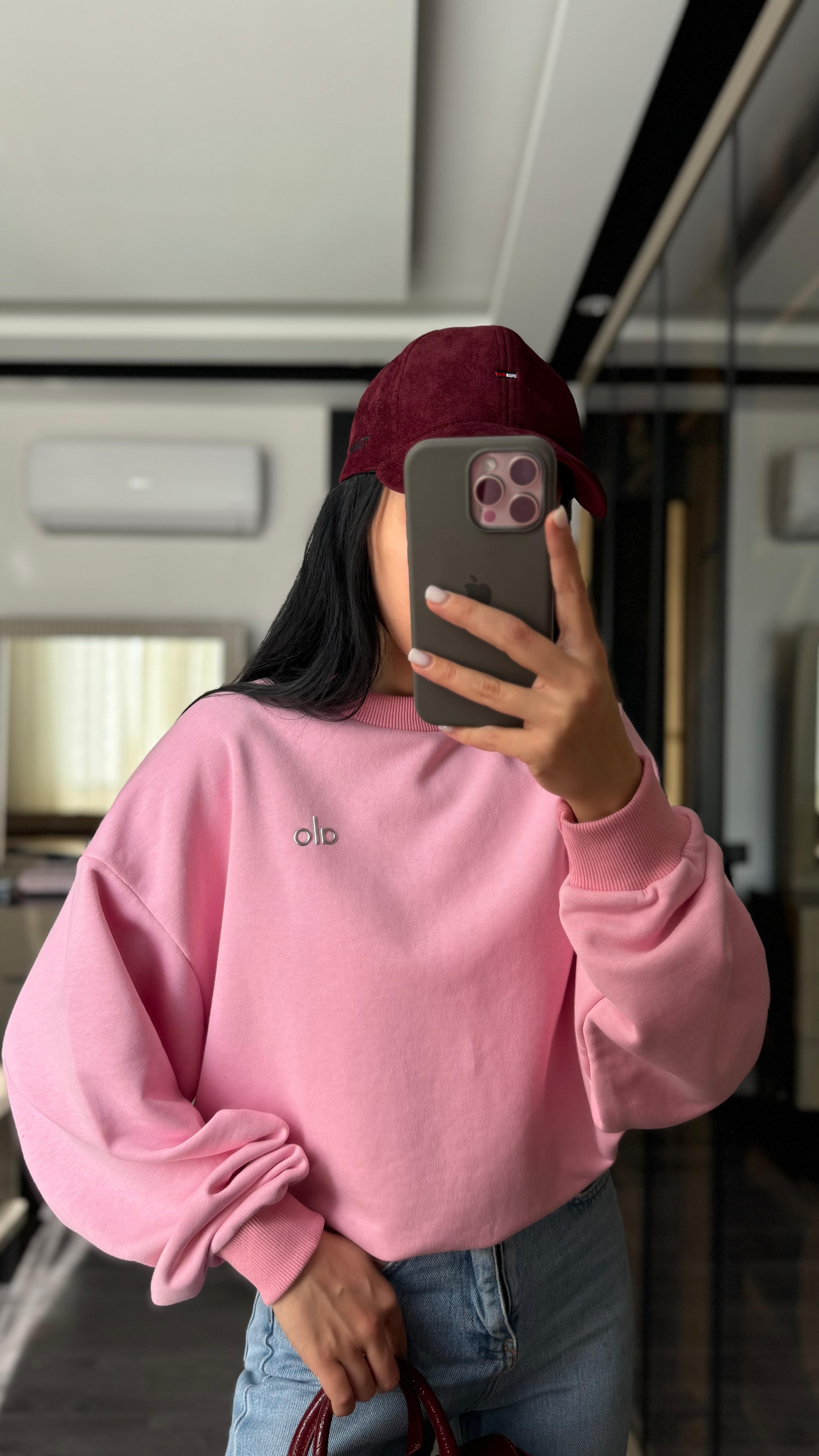 Orijinal Marka Etiketli Pembe Sweatshirt