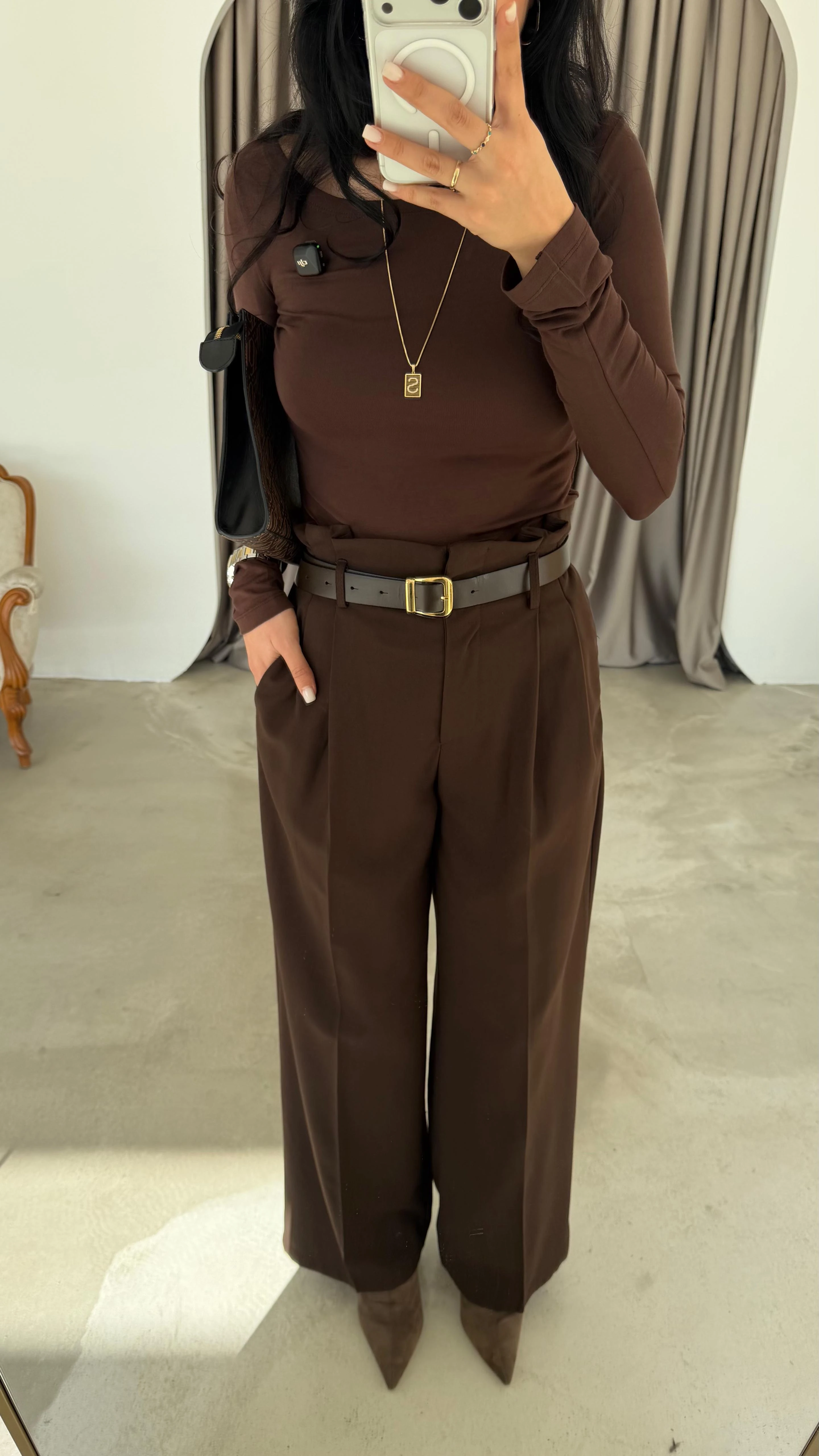 Gold Kemer Detaylı Palazzo Pantolon