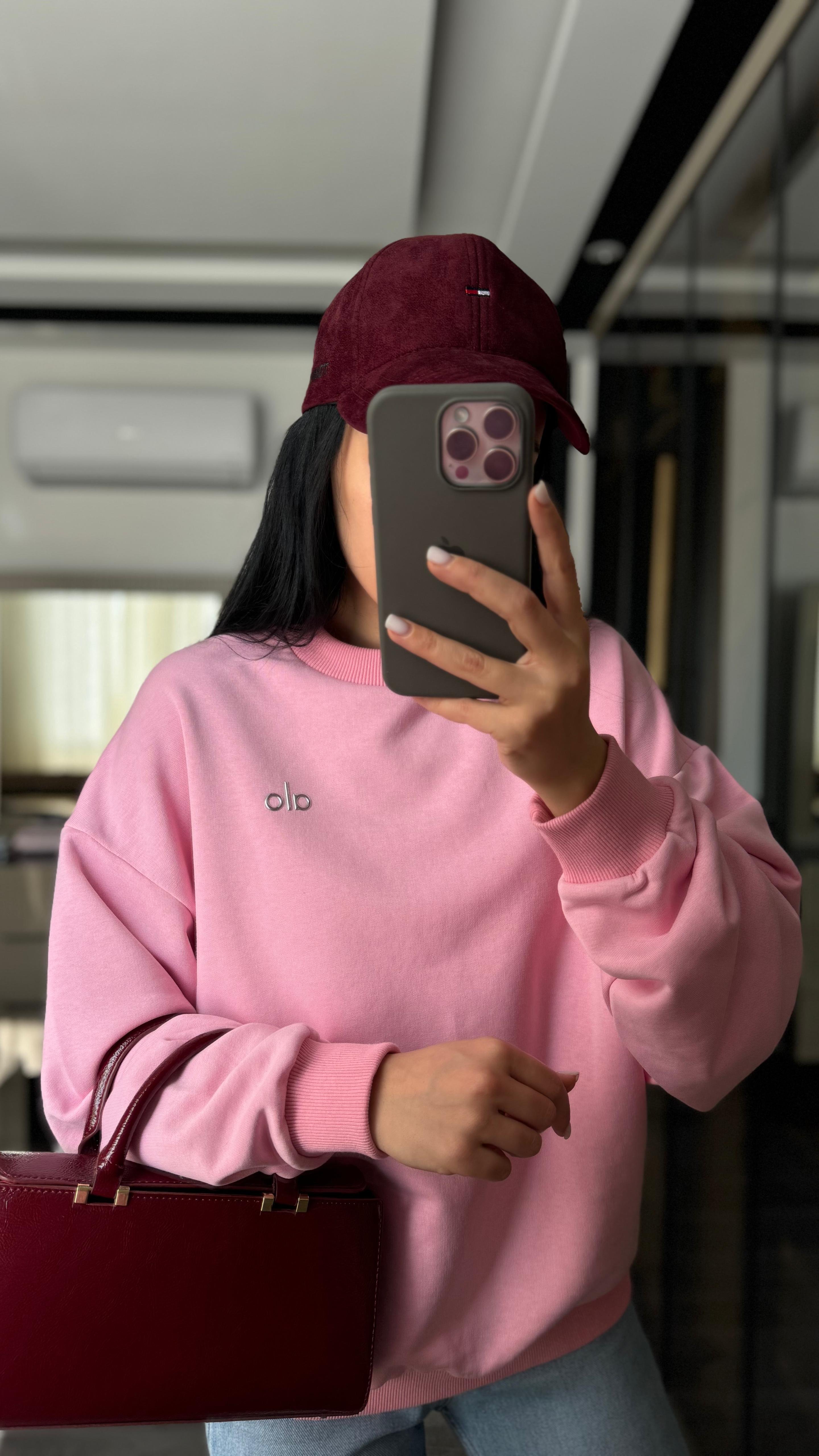 Orijinal Marka Etiketli Pembe Sweatshirt