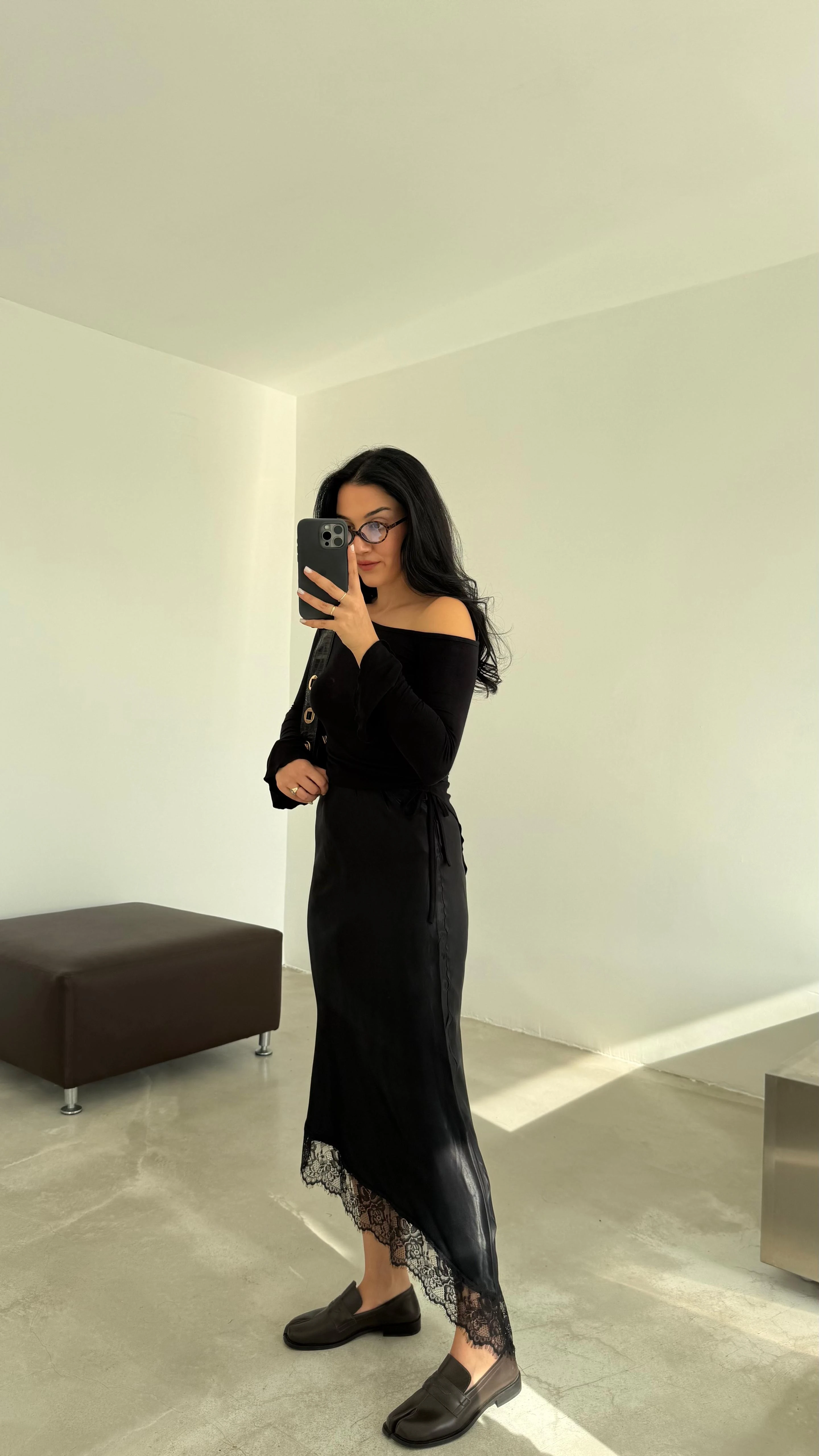 Dantel Parçalı Saten Etek (VNT251107)