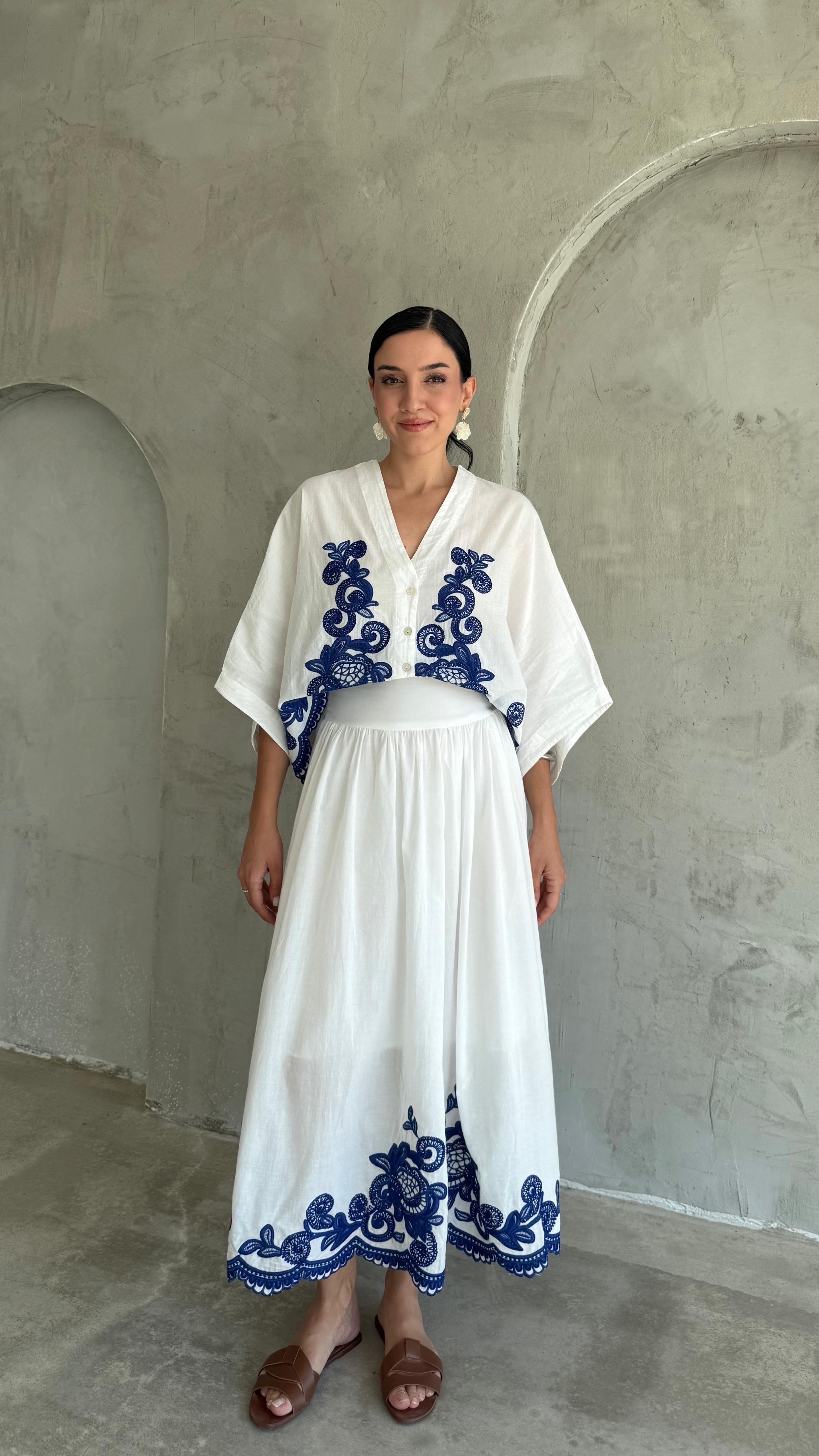 Nakışlı Gömlek Etek Takım (VNT247165)