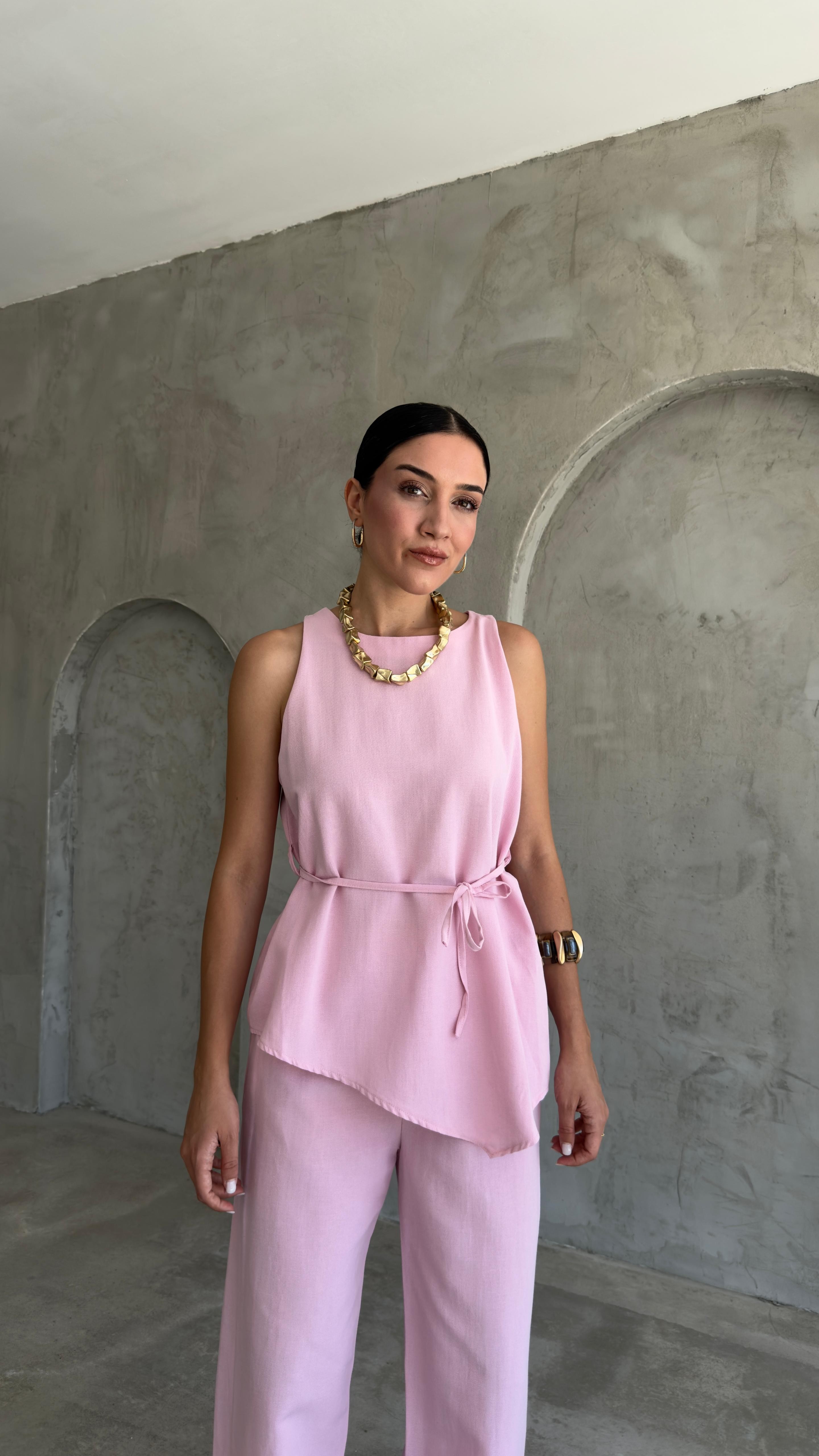 Asimetrik Bluz Pantolon Takım (VNT8784)