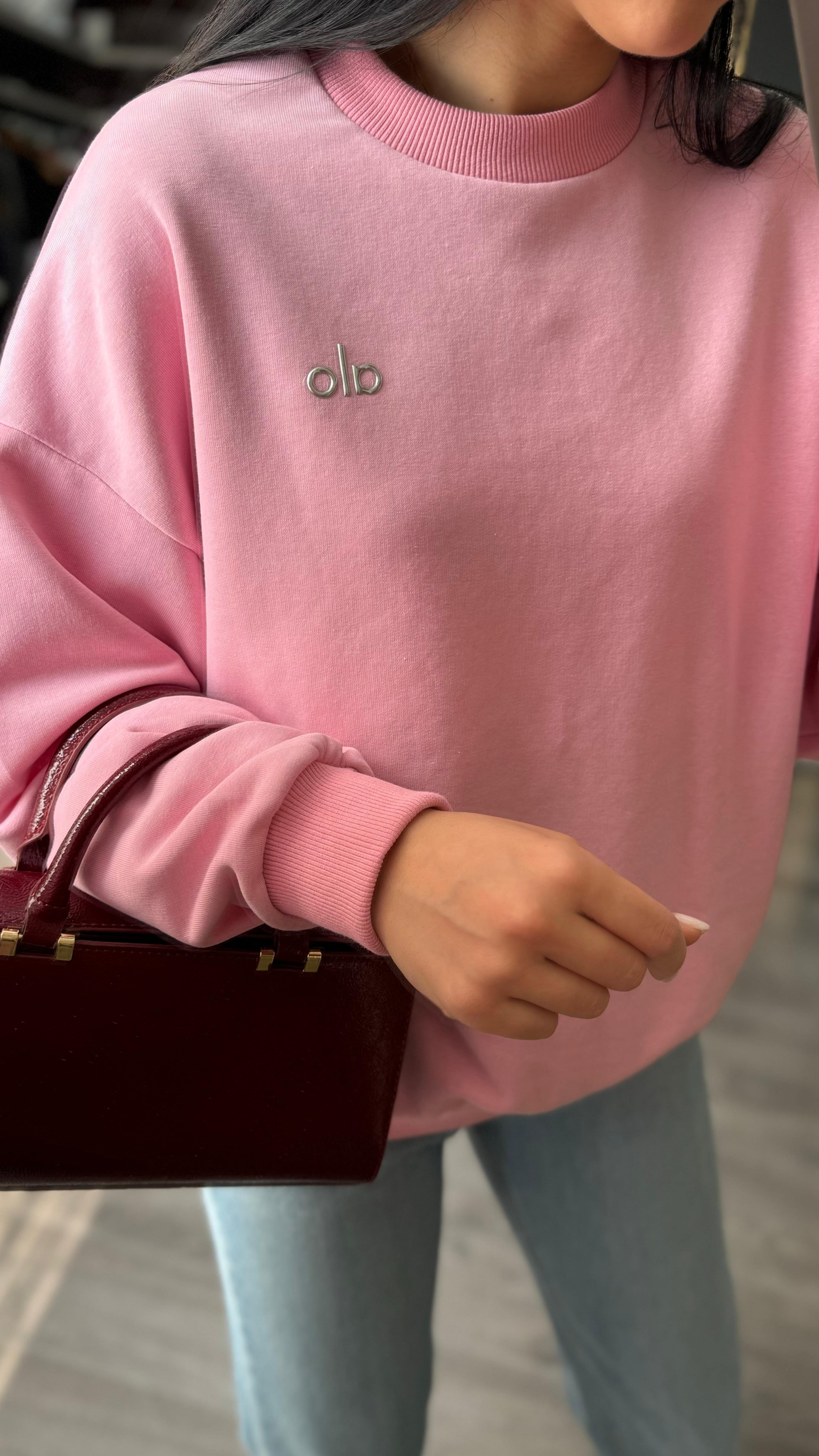 Orijinal Marka Etiketli Pembe Sweatshirt