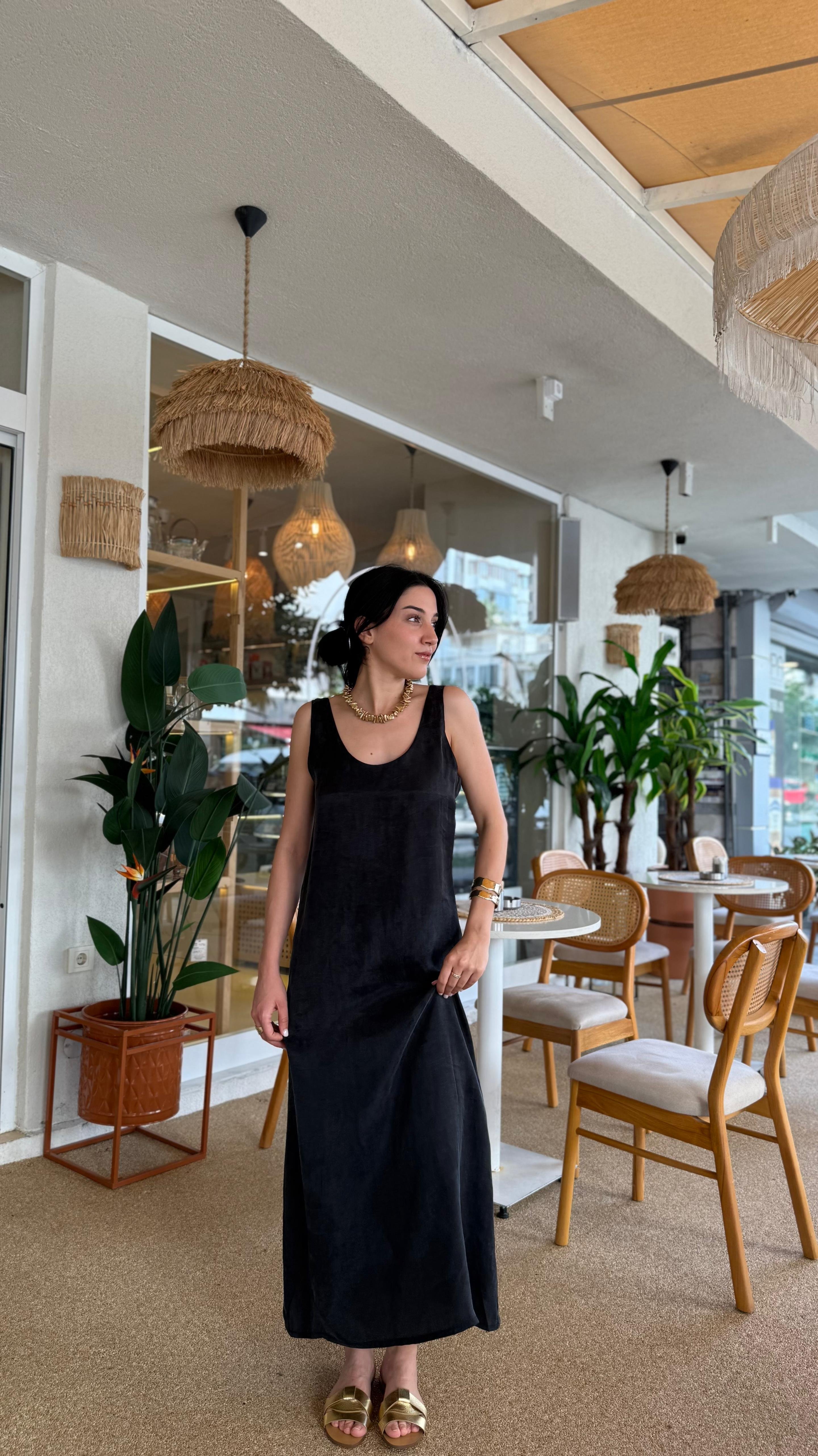 U Yaka Askılı Tensel Elbise (VNT3304)