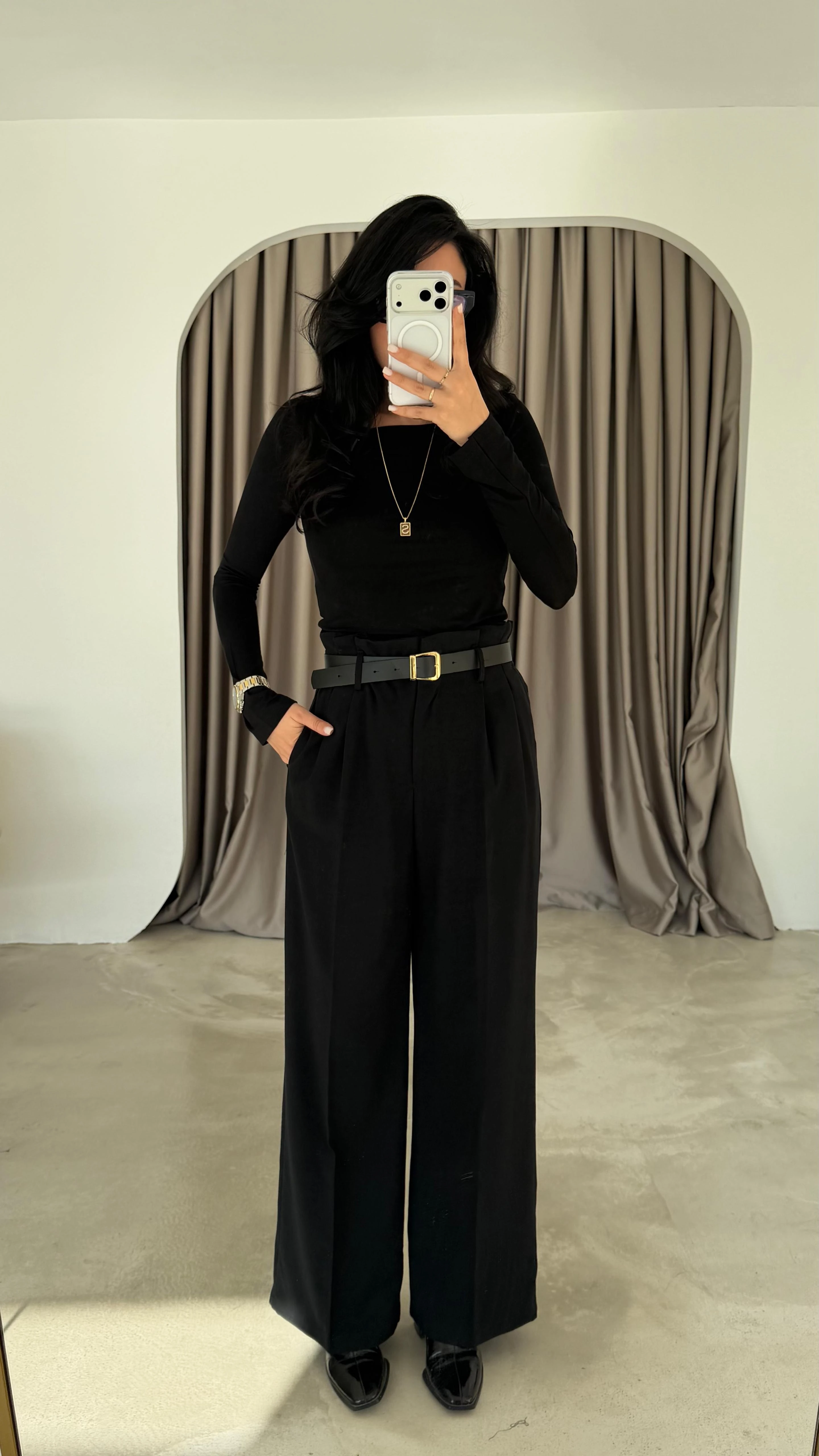 Gold Kemer Detaylı Palazzo Pantolon