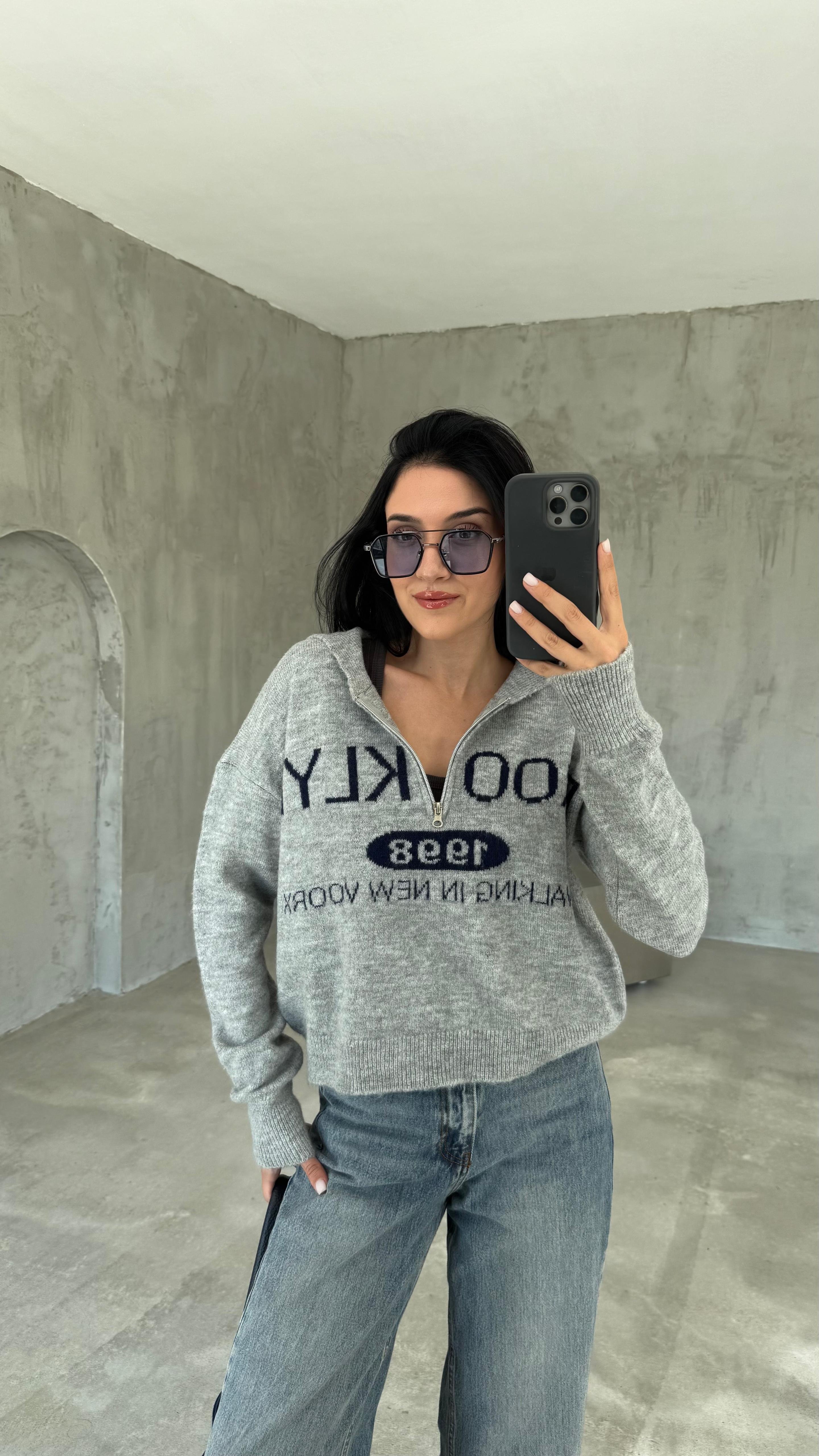 Yarım  Fermuarlı Triko (VNT00951)