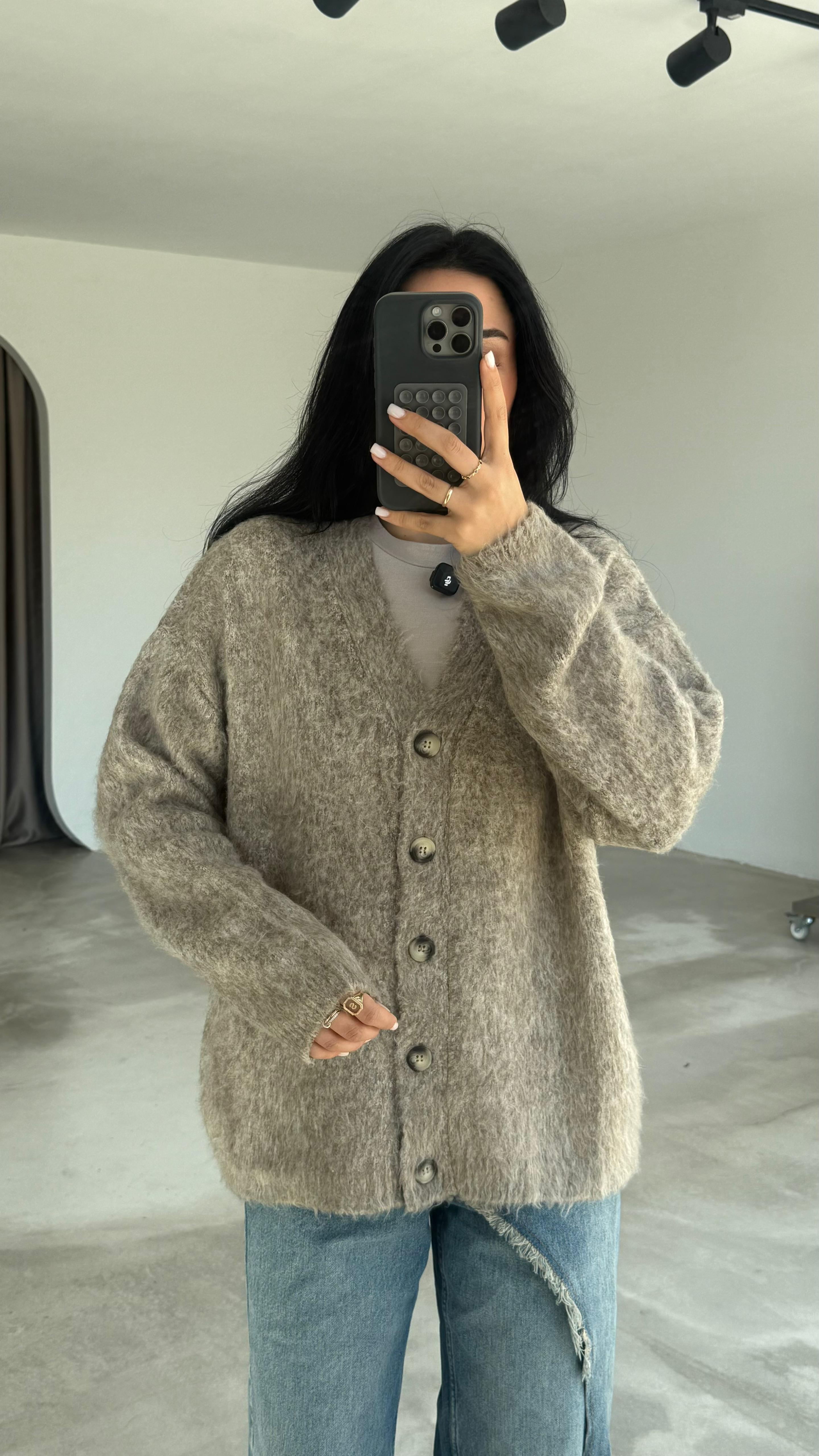 V Yaka Şardonlu Düğmeli Triko Hırka (VNT60264)