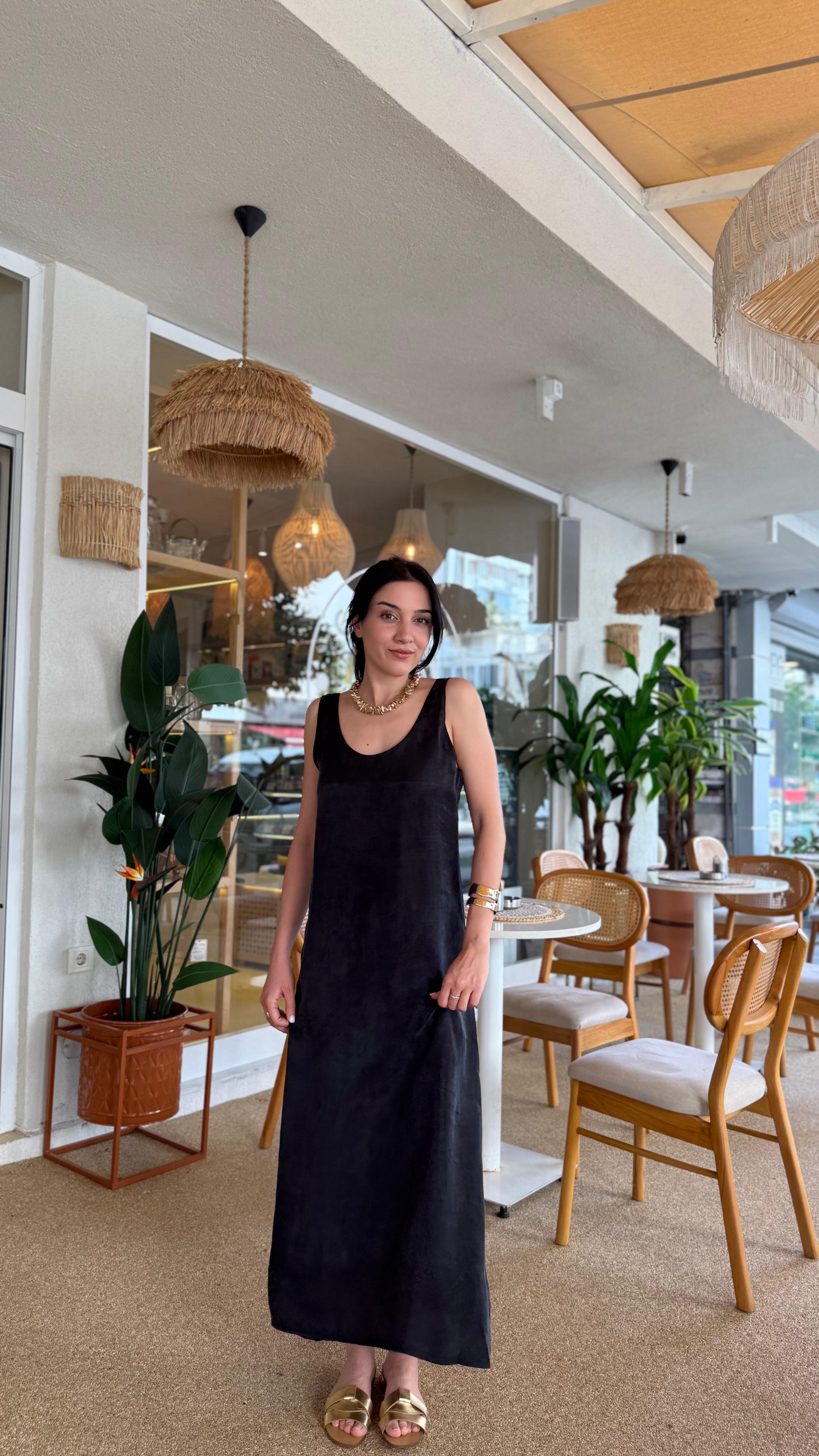 U Yaka Askılı Tensel Elbise (VNT3304)