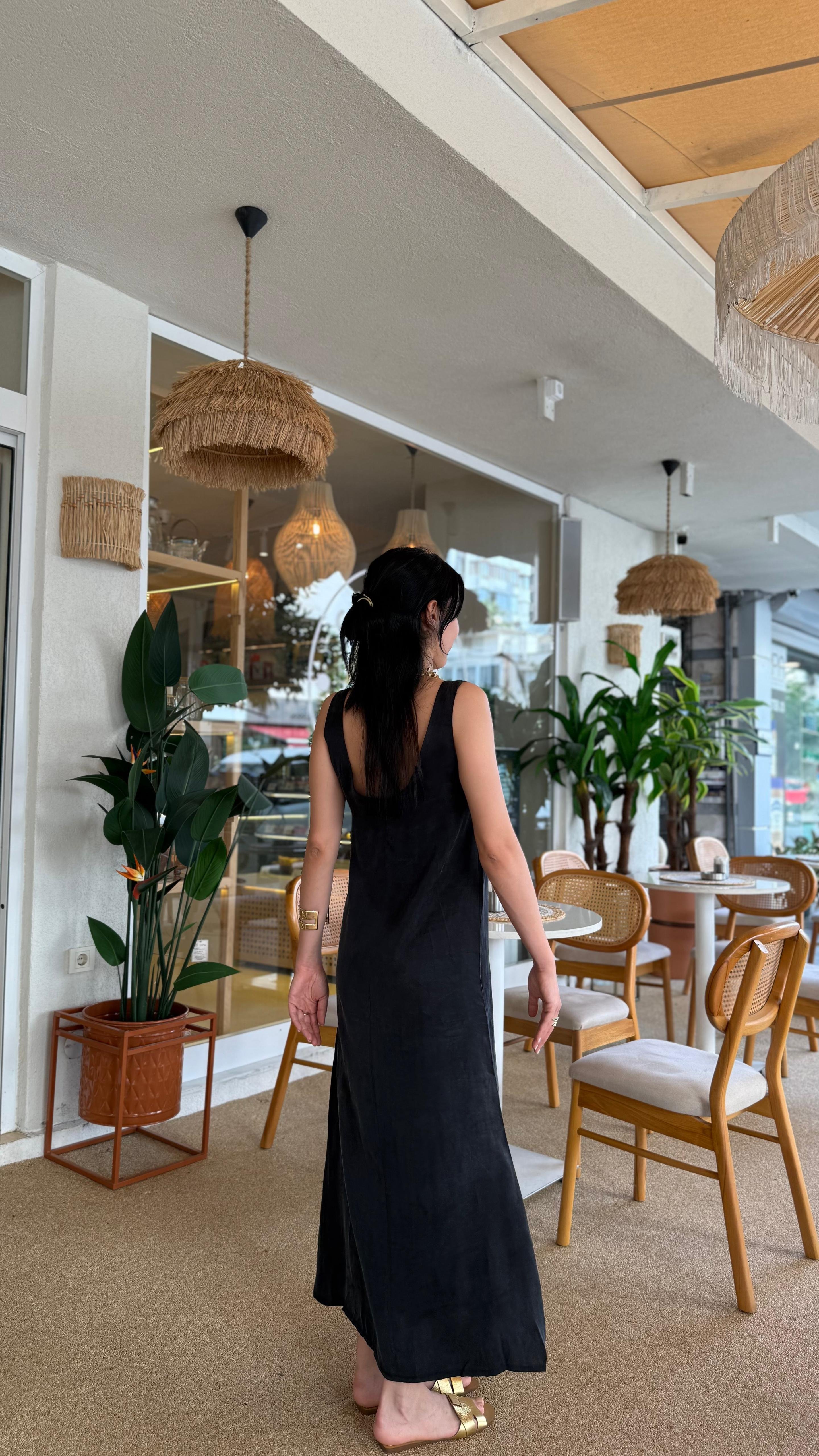 U Yaka Askılı Tensel Elbise (VNT3304)