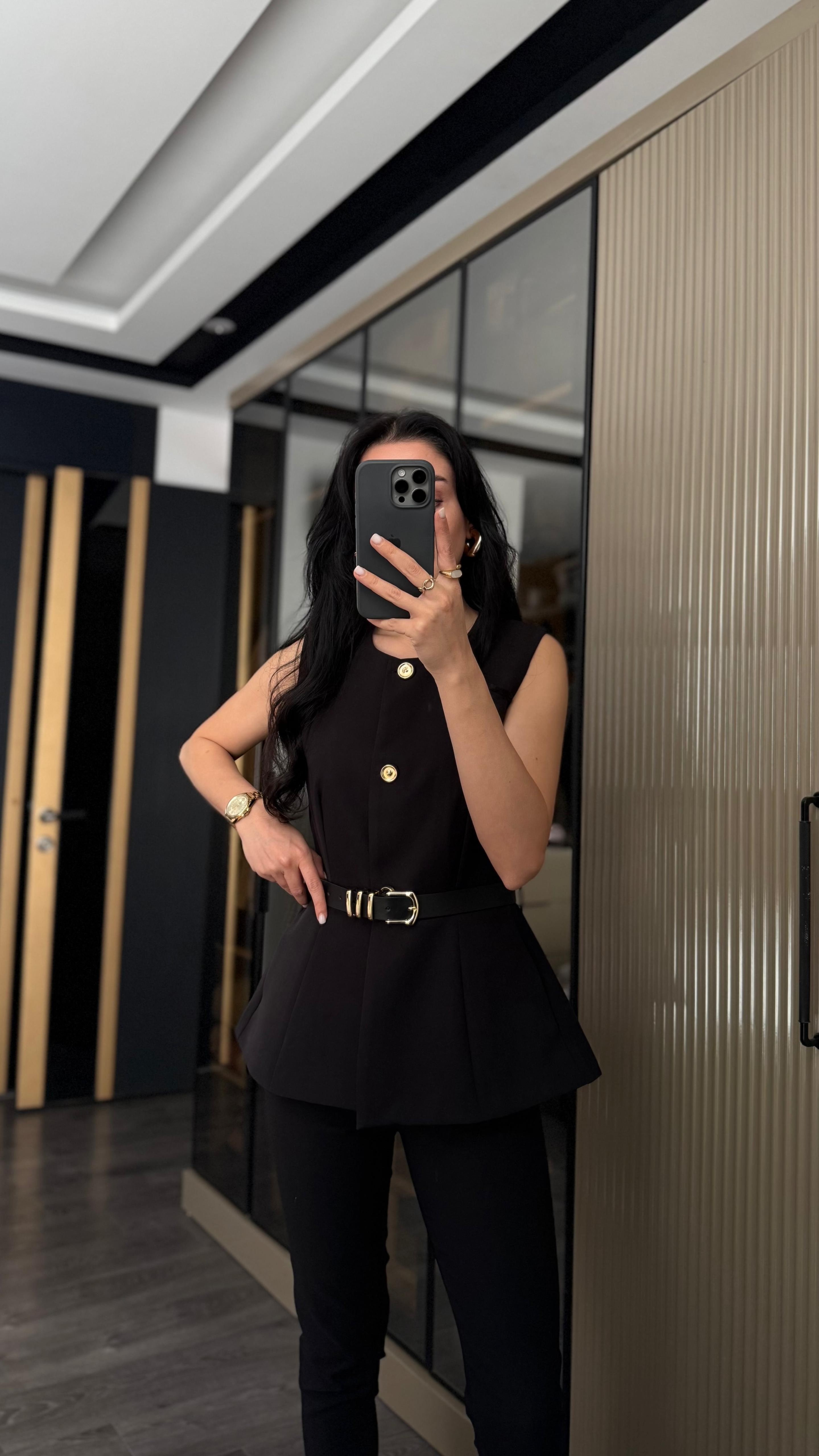 Premium Siyah Kemerli Yelek