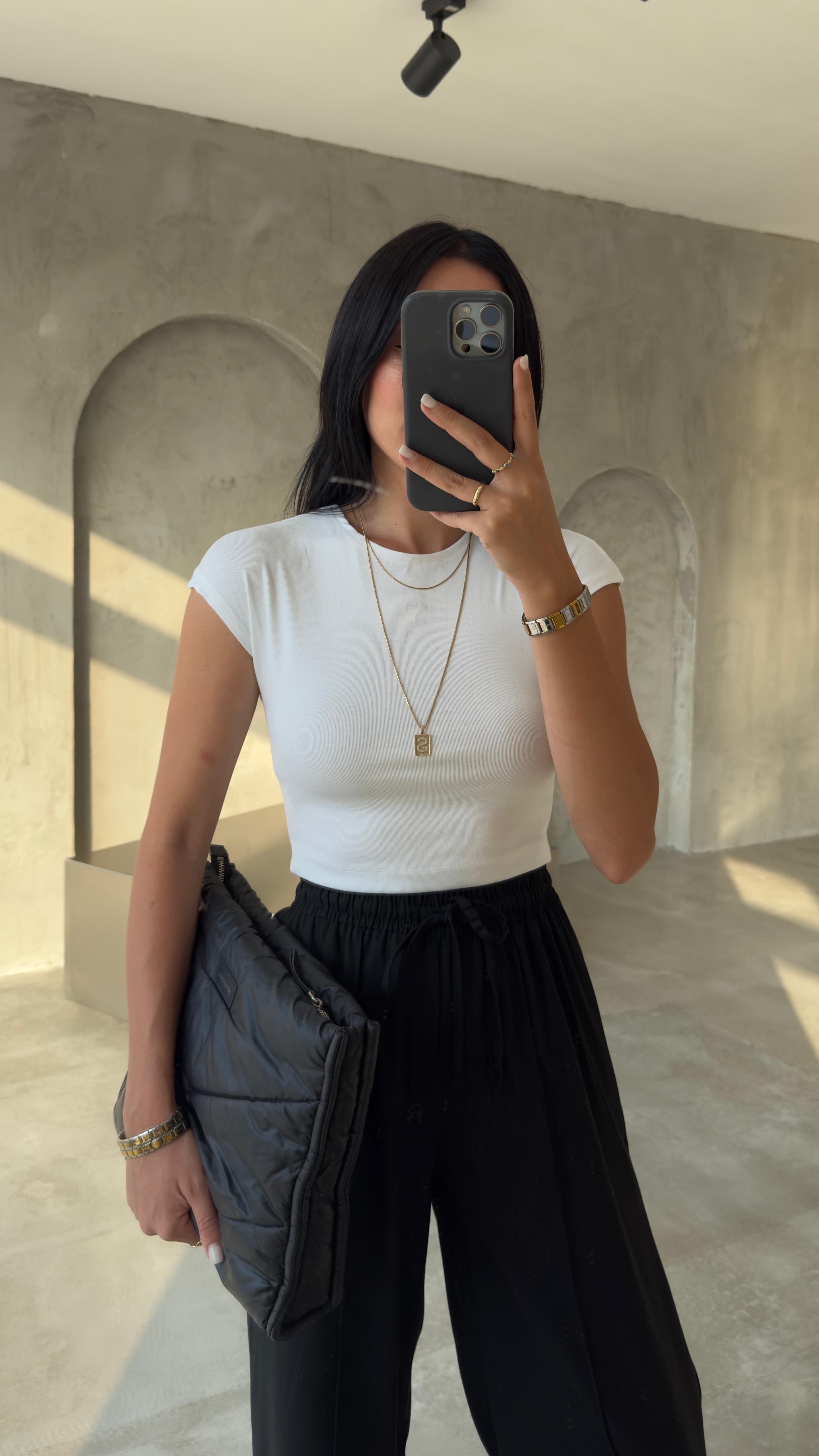 Pamuk ve Modal Karışımlı Crop Top (VNT30528)