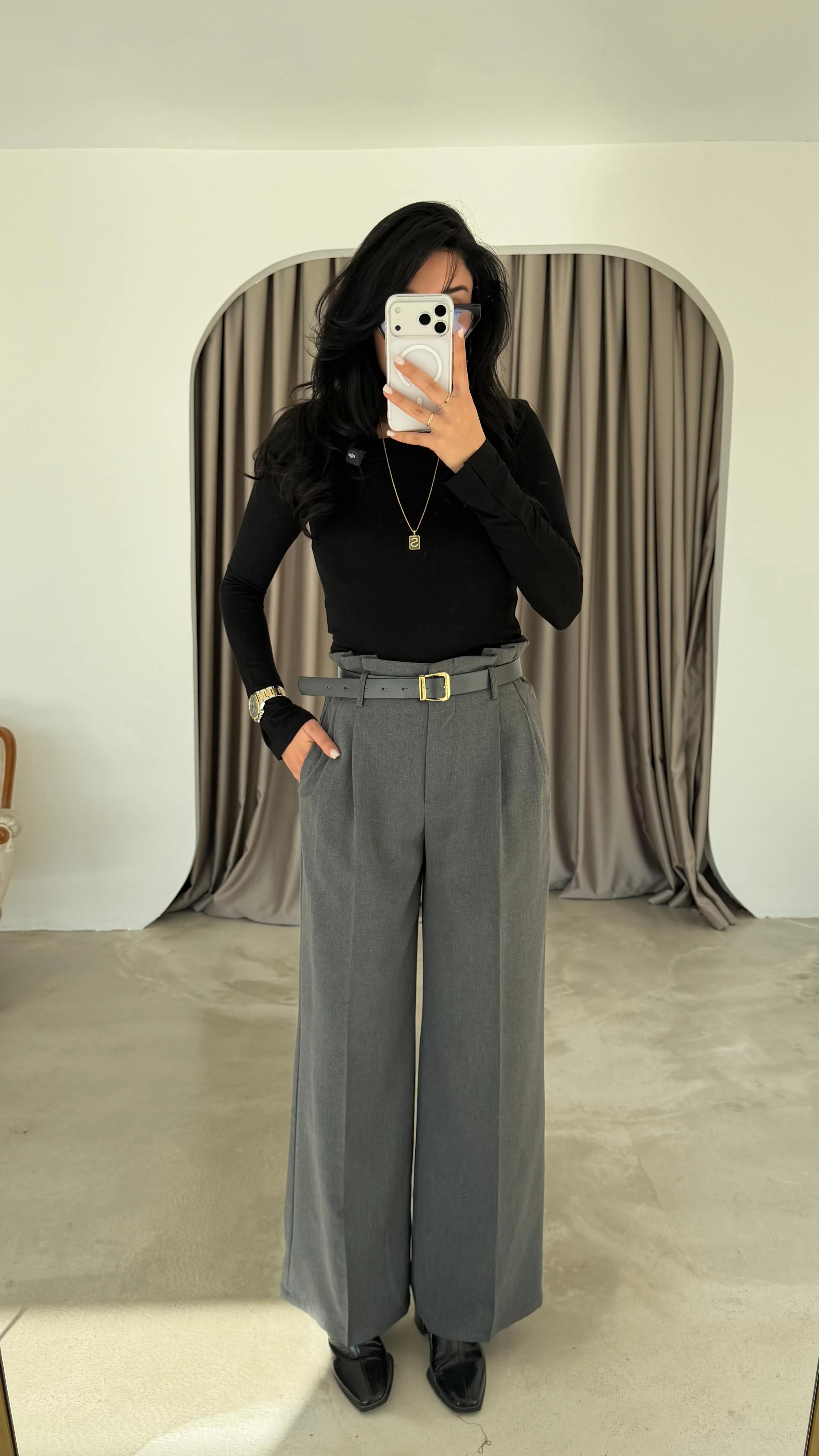 Gold Kemer Detaylı Palazzo Pantolon