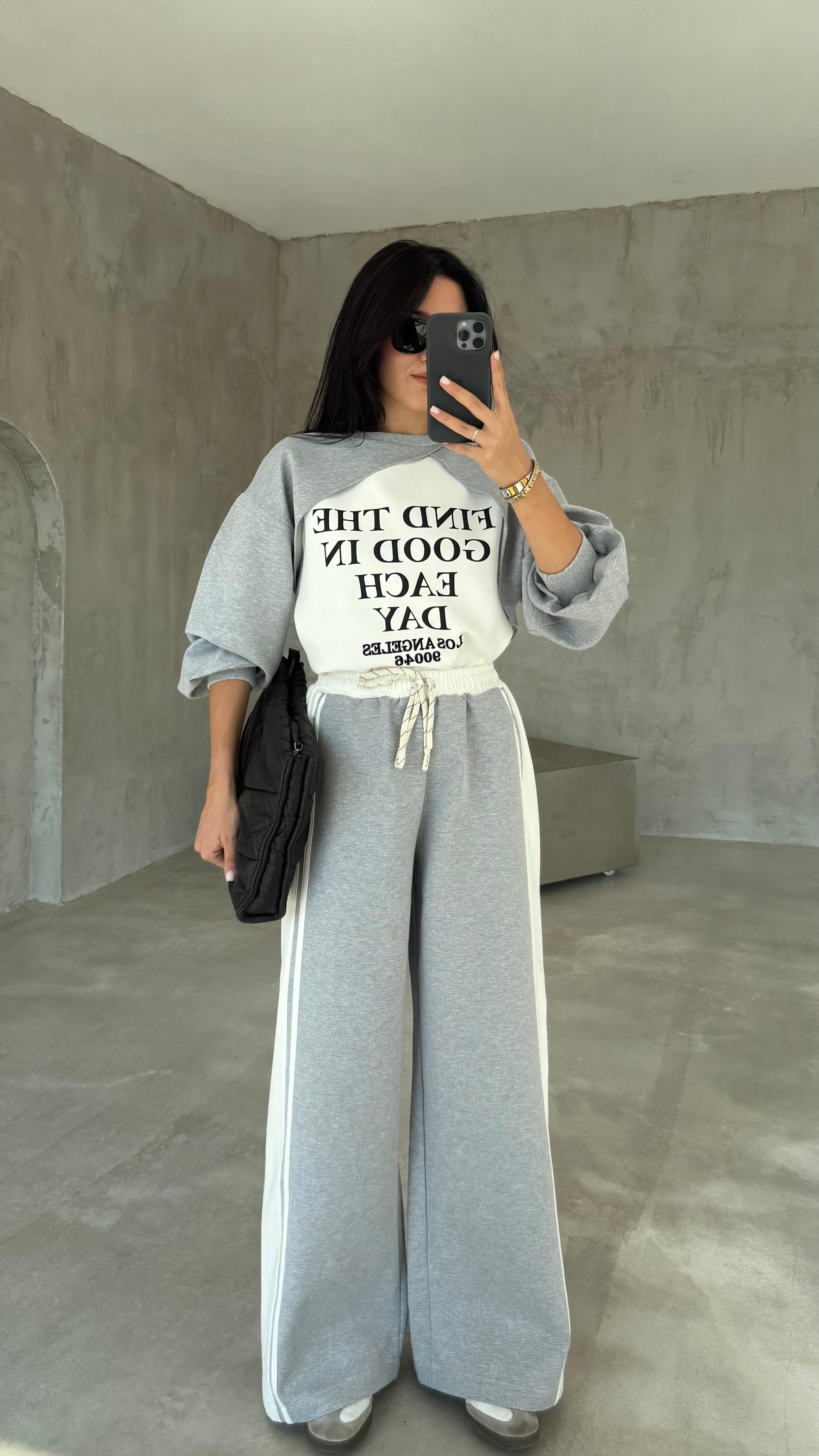 Yazı Baskılı Sweat Eşofman Takım (VNT891857)