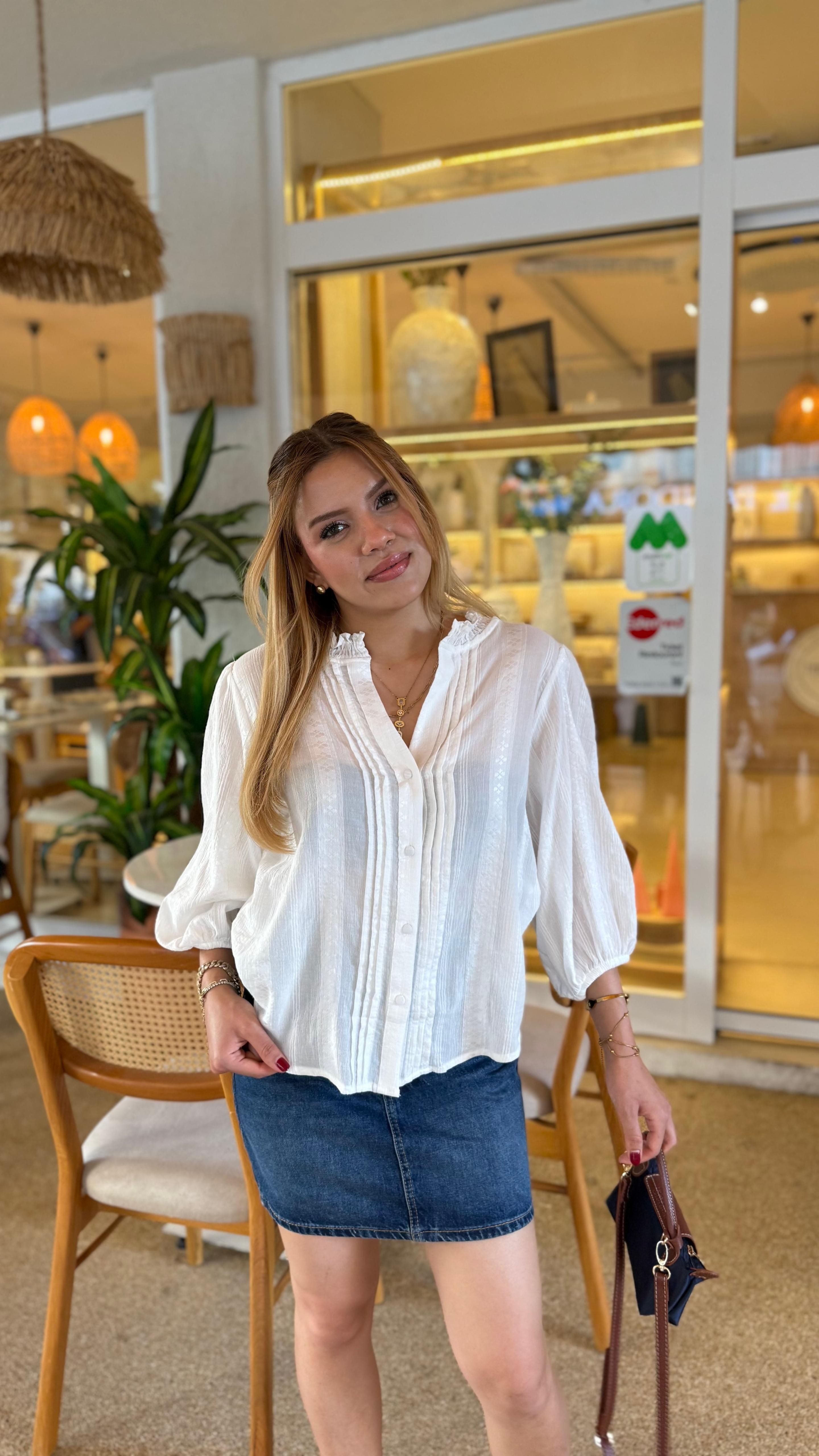 Nervür Detaylı Balon Kol Gömlek (VNT5807)