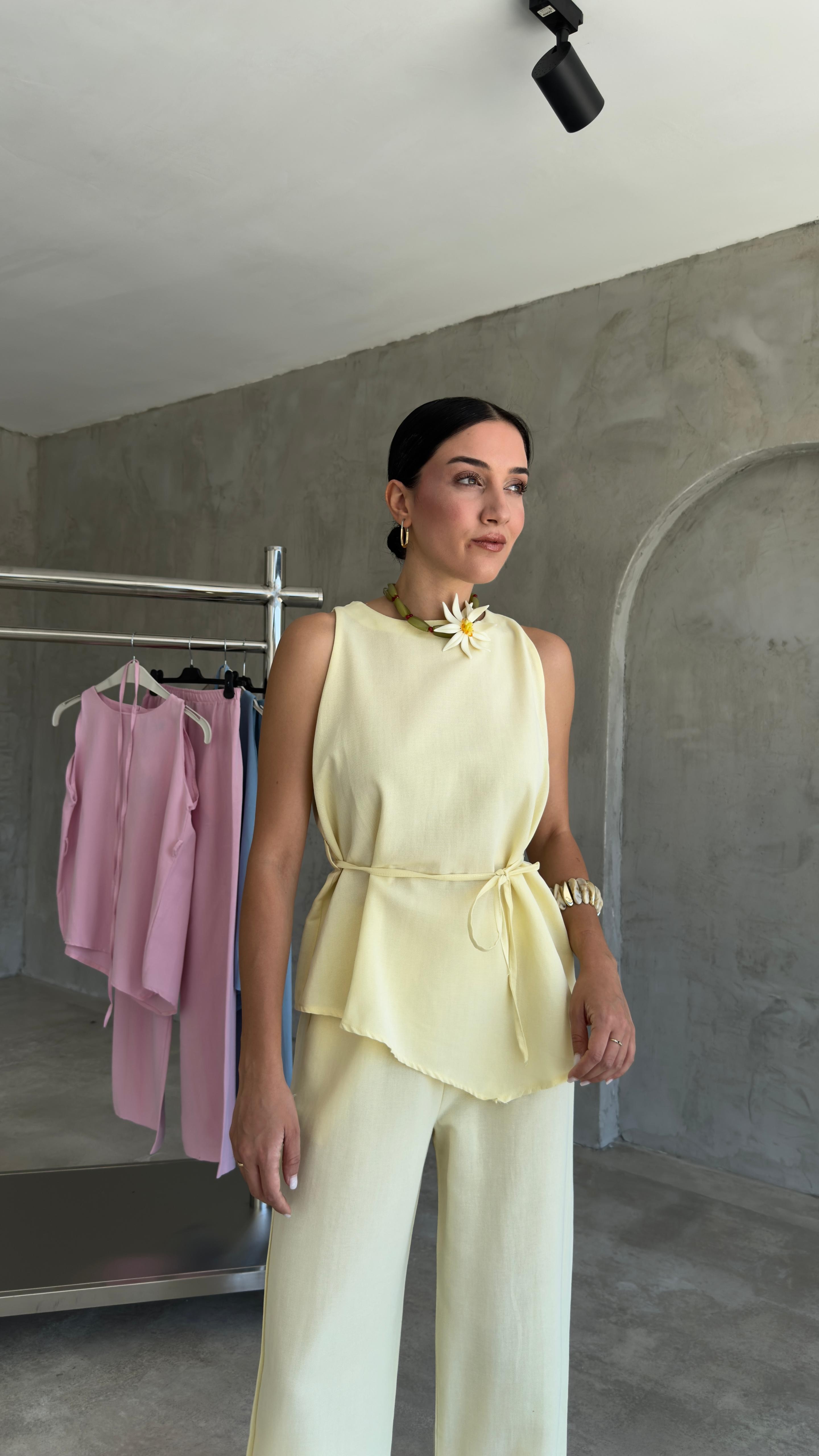 Asimetrik Bluz Pantolon Takım (VNT8784)