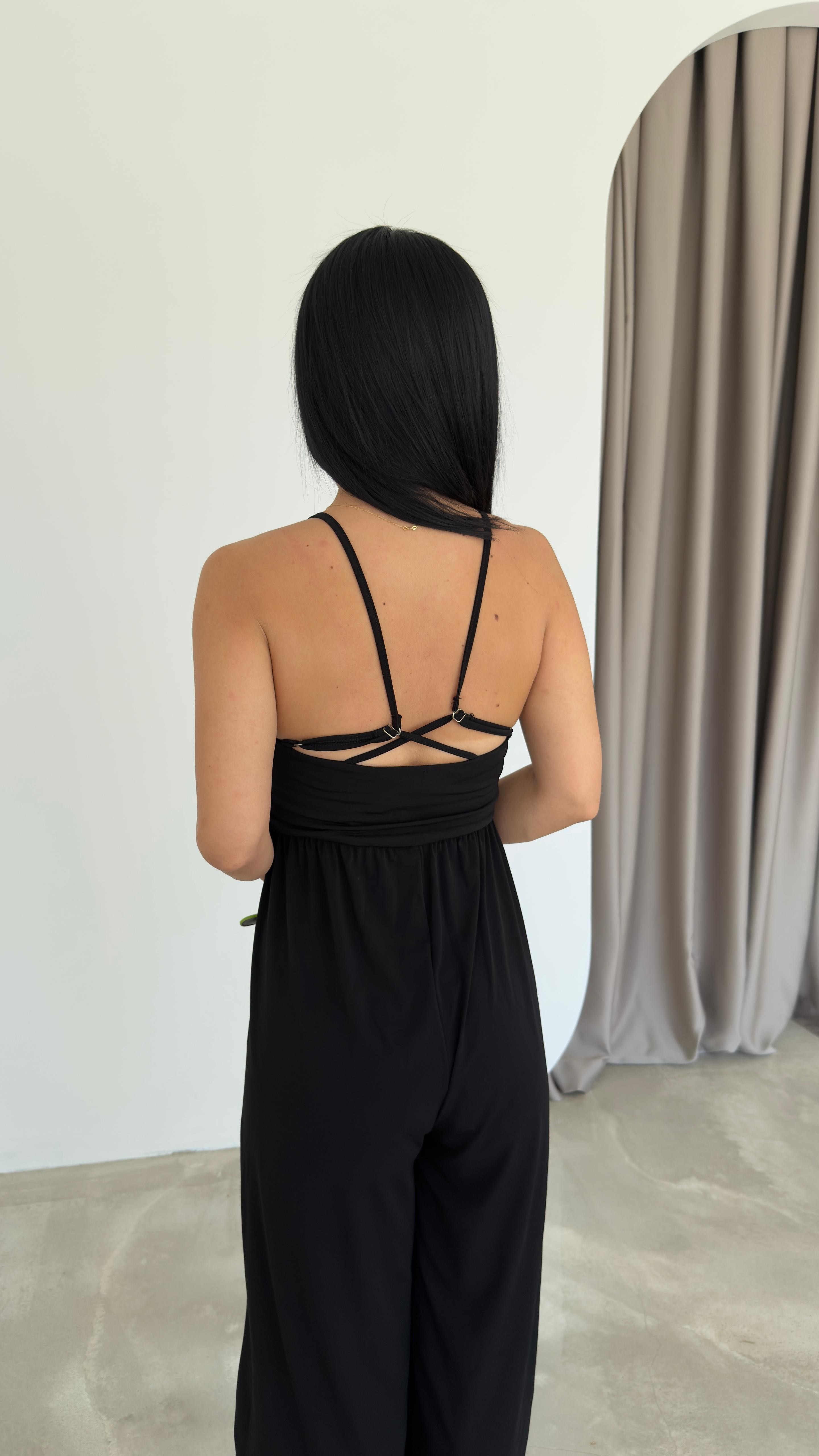 Bel Lastik Detaylı Askılı Tulum (VNT17455)