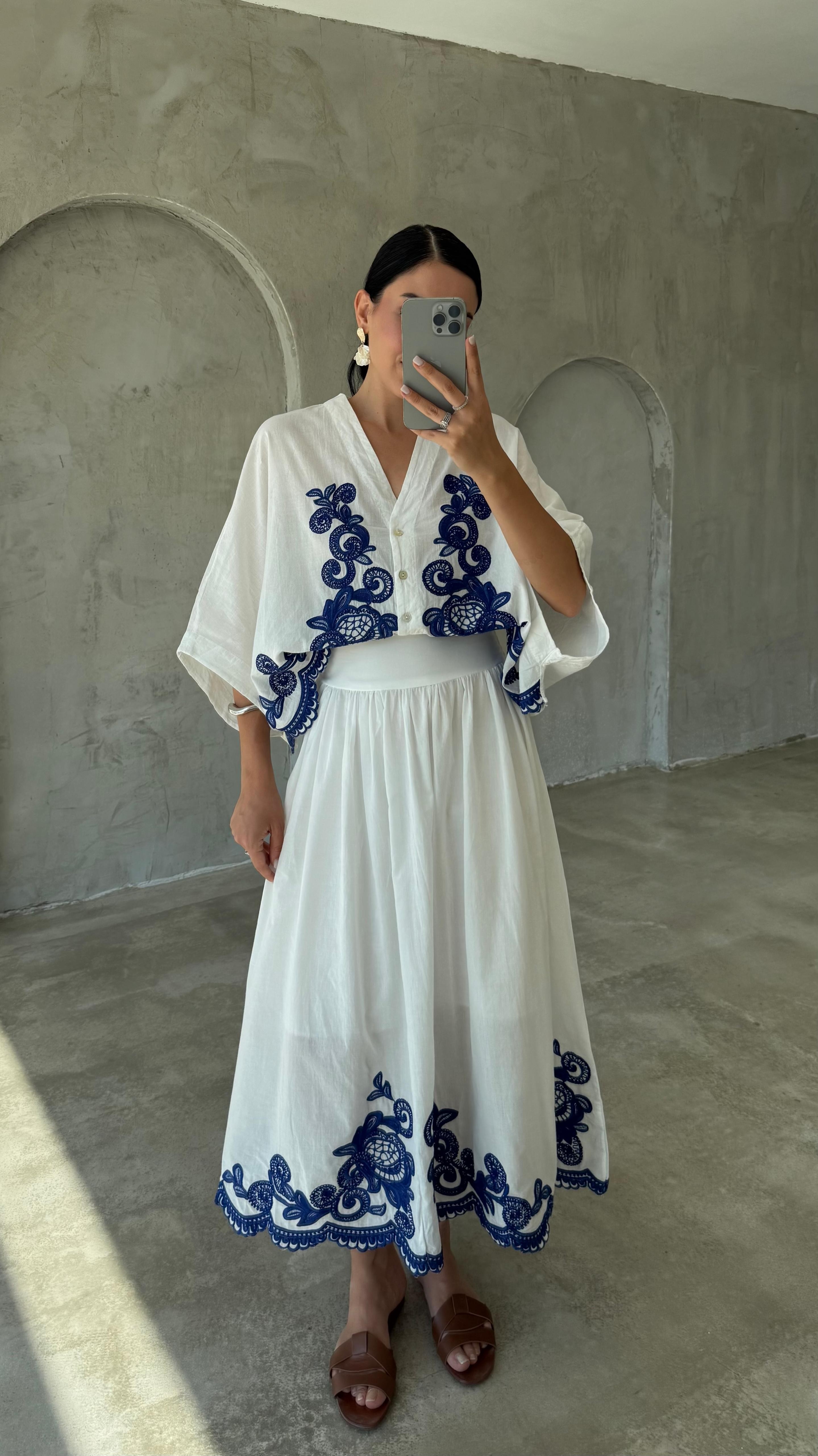 Nakışlı Gömlek Etek Takım (VNT247165)