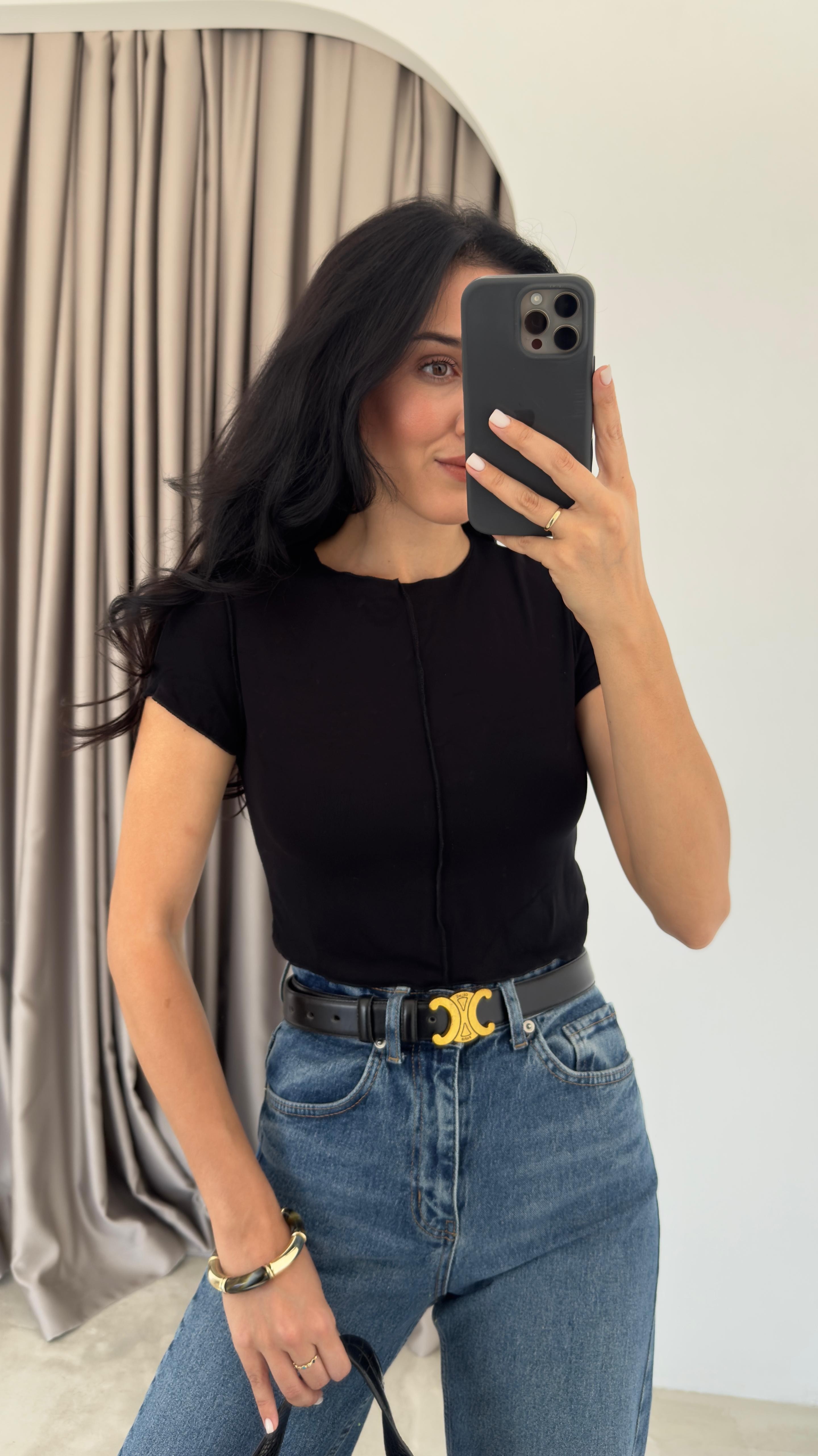 Yarım Kol Dikiş Detaylı Crop (VNTZR)