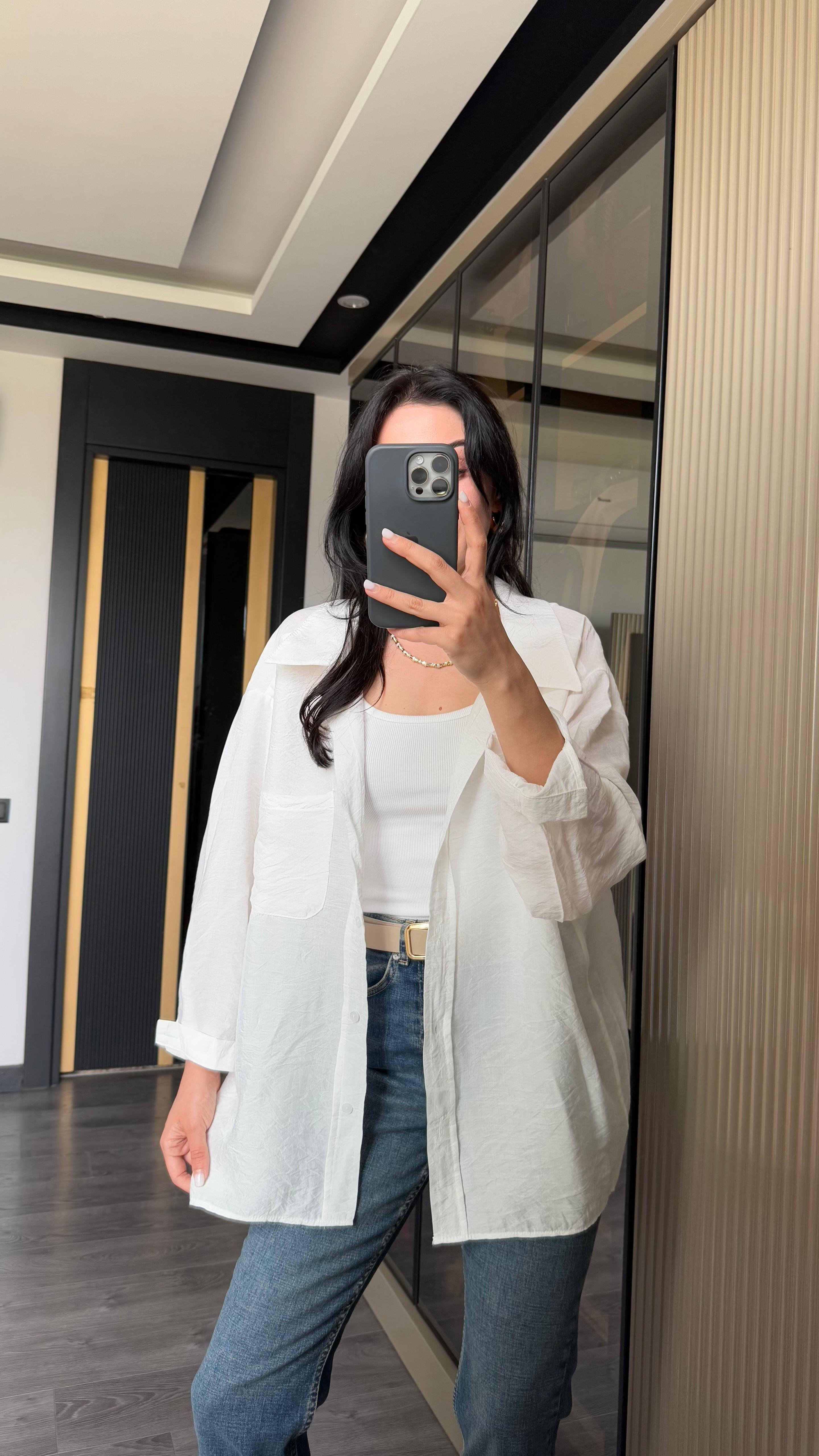 Oversize Tensel Gömlek 