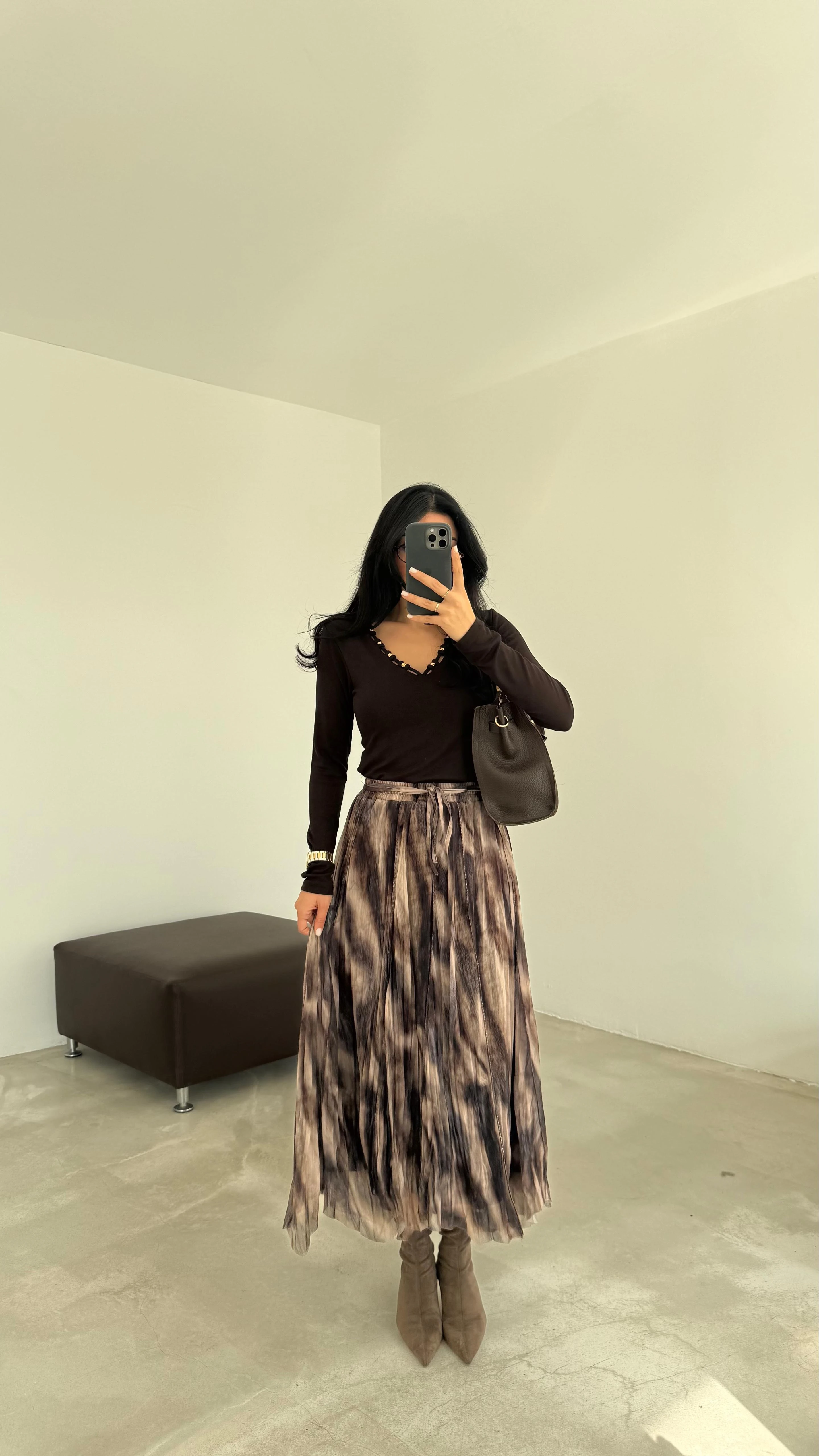 Bel Lastikli Midi Boy Etek (VNT251002)