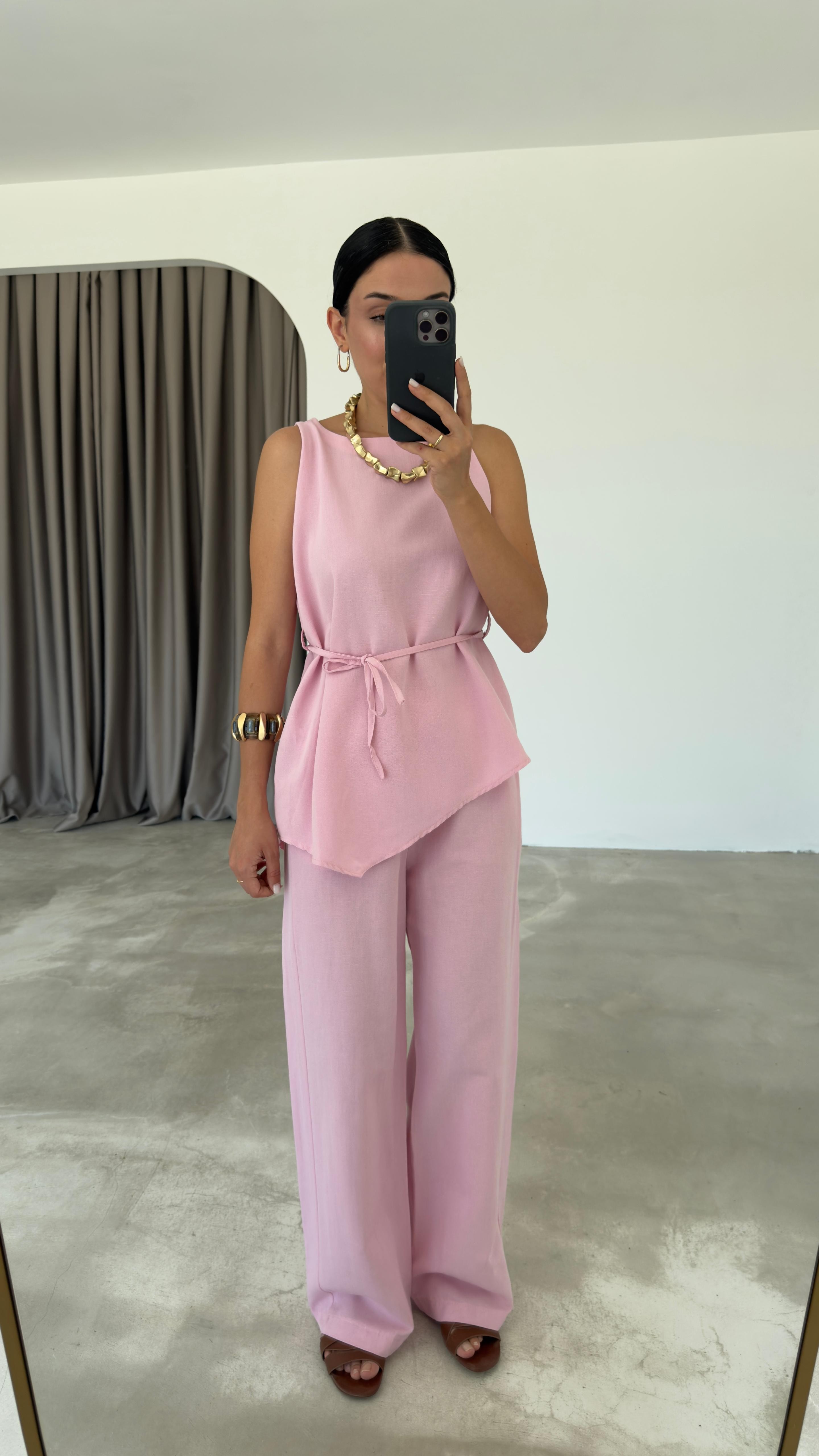 Asimetrik Bluz Pantolon Takım (VNT8784)