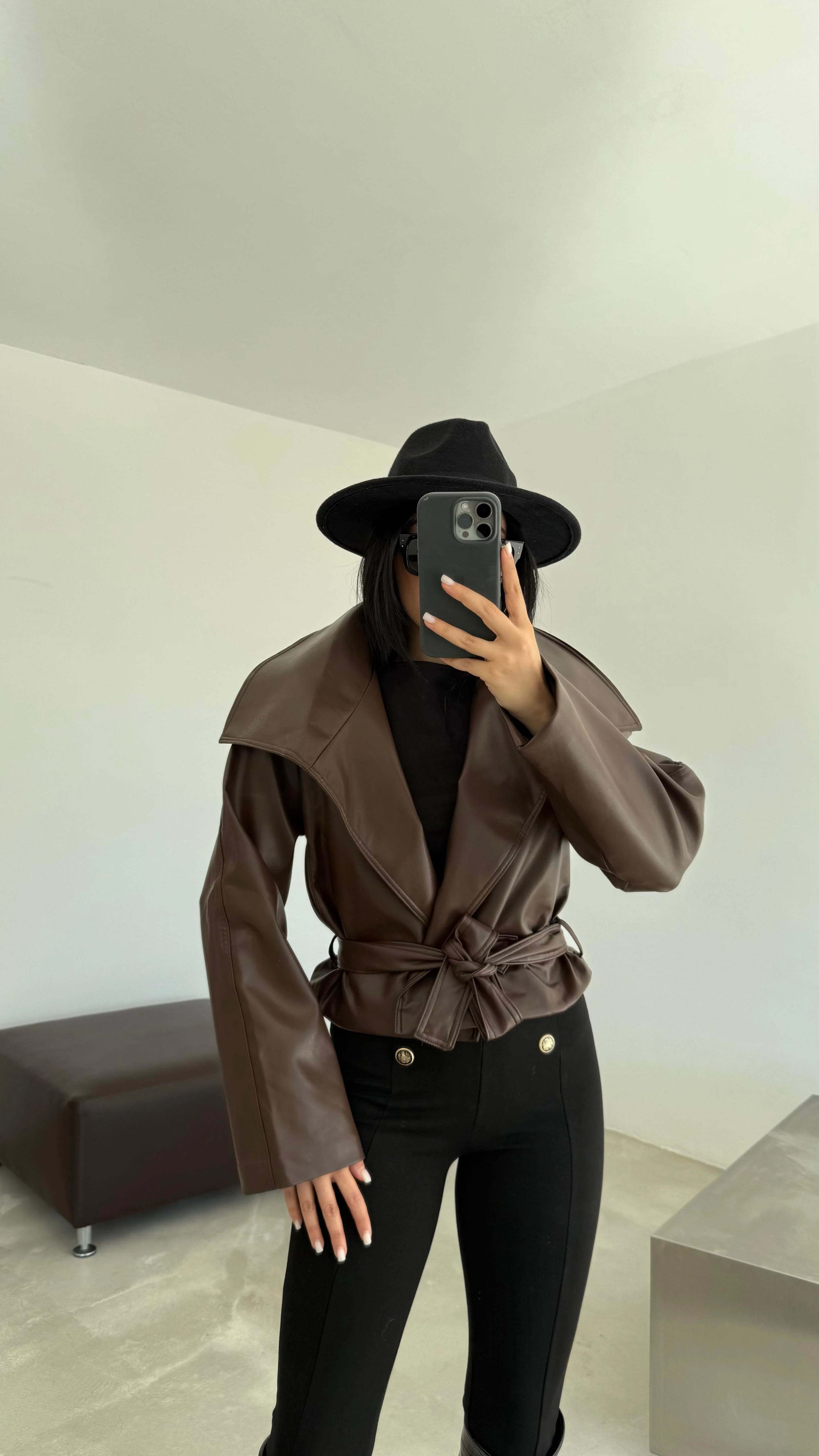 Reglan Kol Deri Ceket