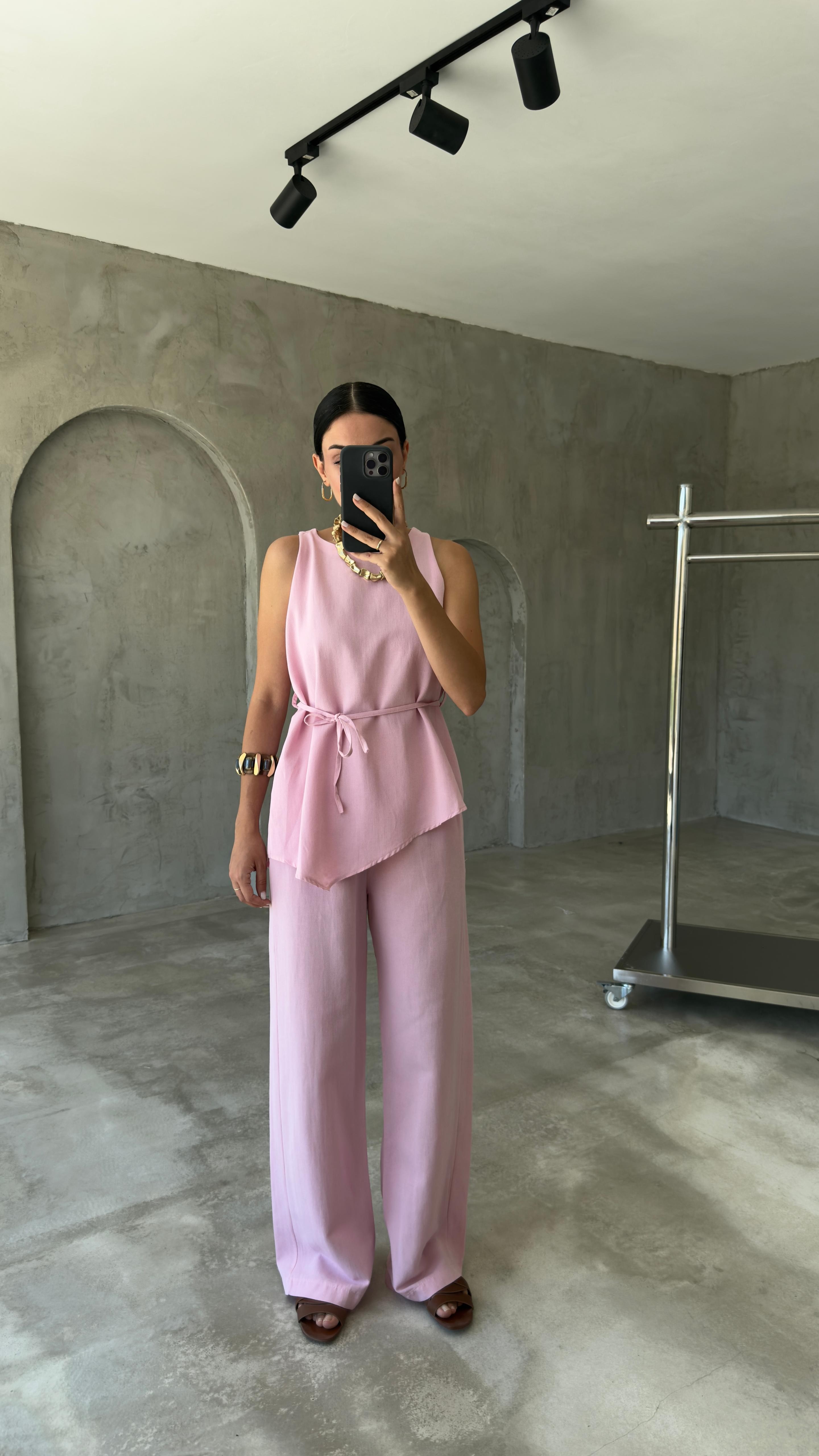 Asimetrik Bluz Pantolon Takım (VNT8784)