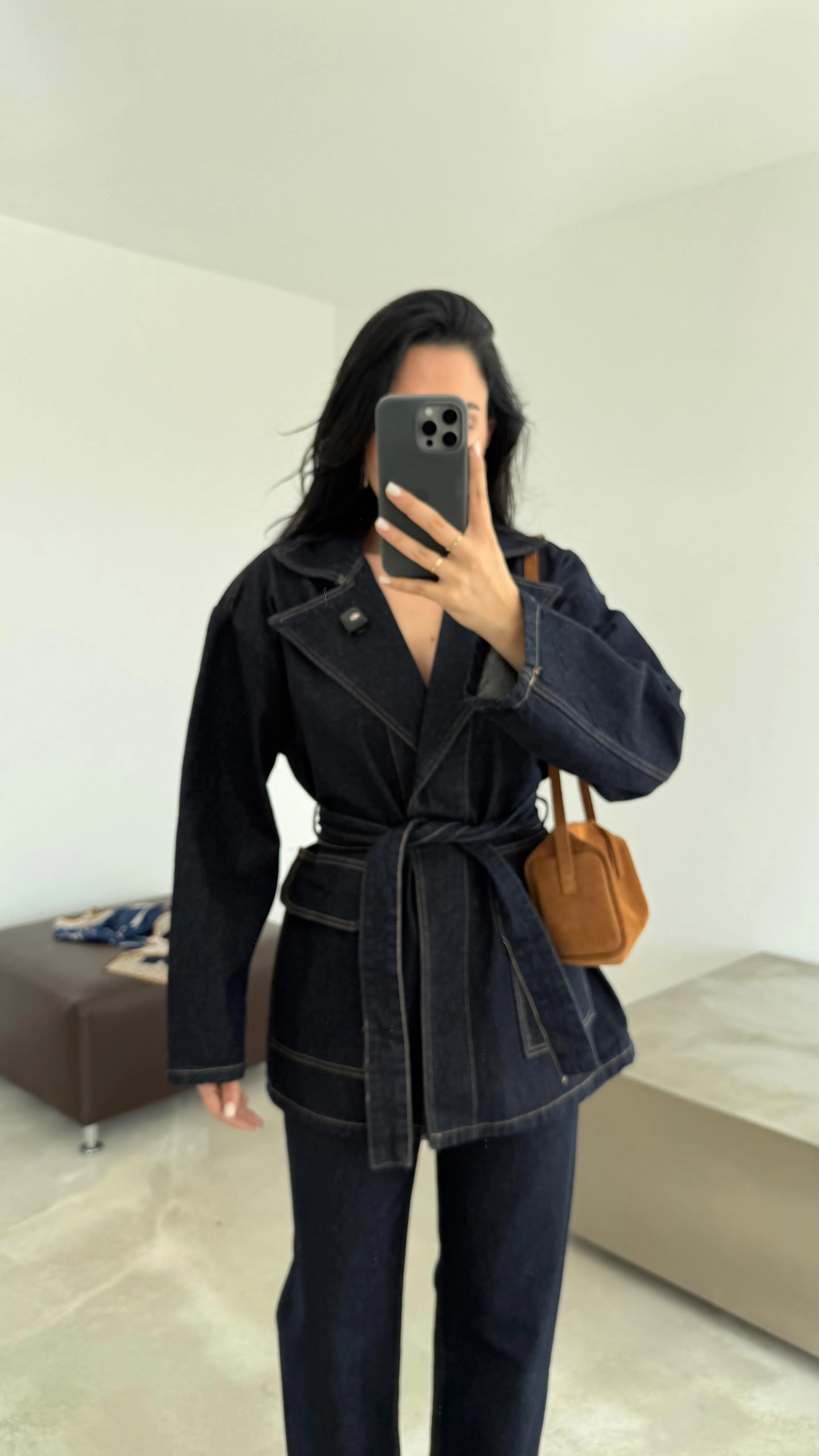 Kuşaklı Denim Takım (VNT3568)