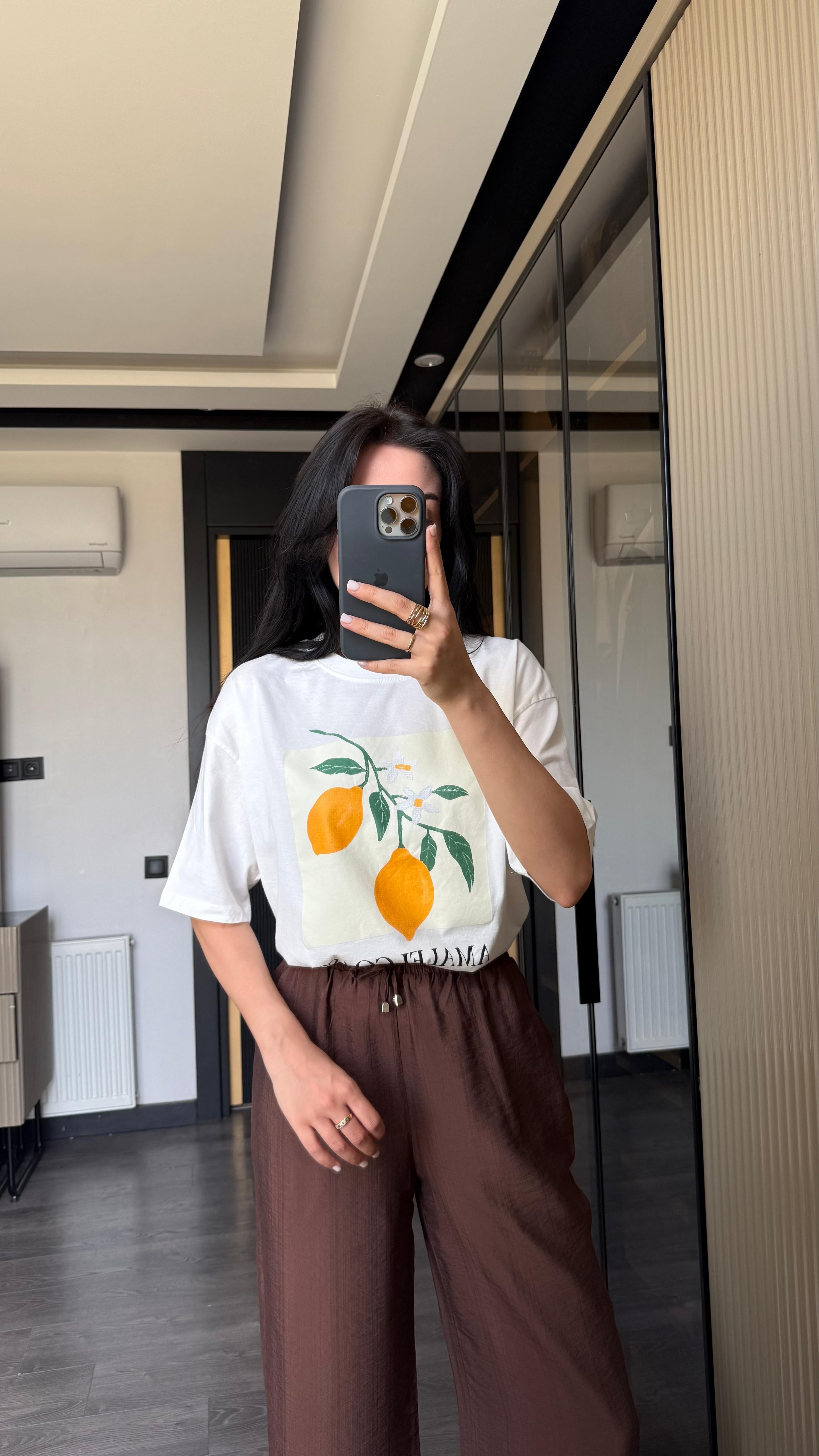 Limon Baskılı Oversize Tshırt (VNT1047)