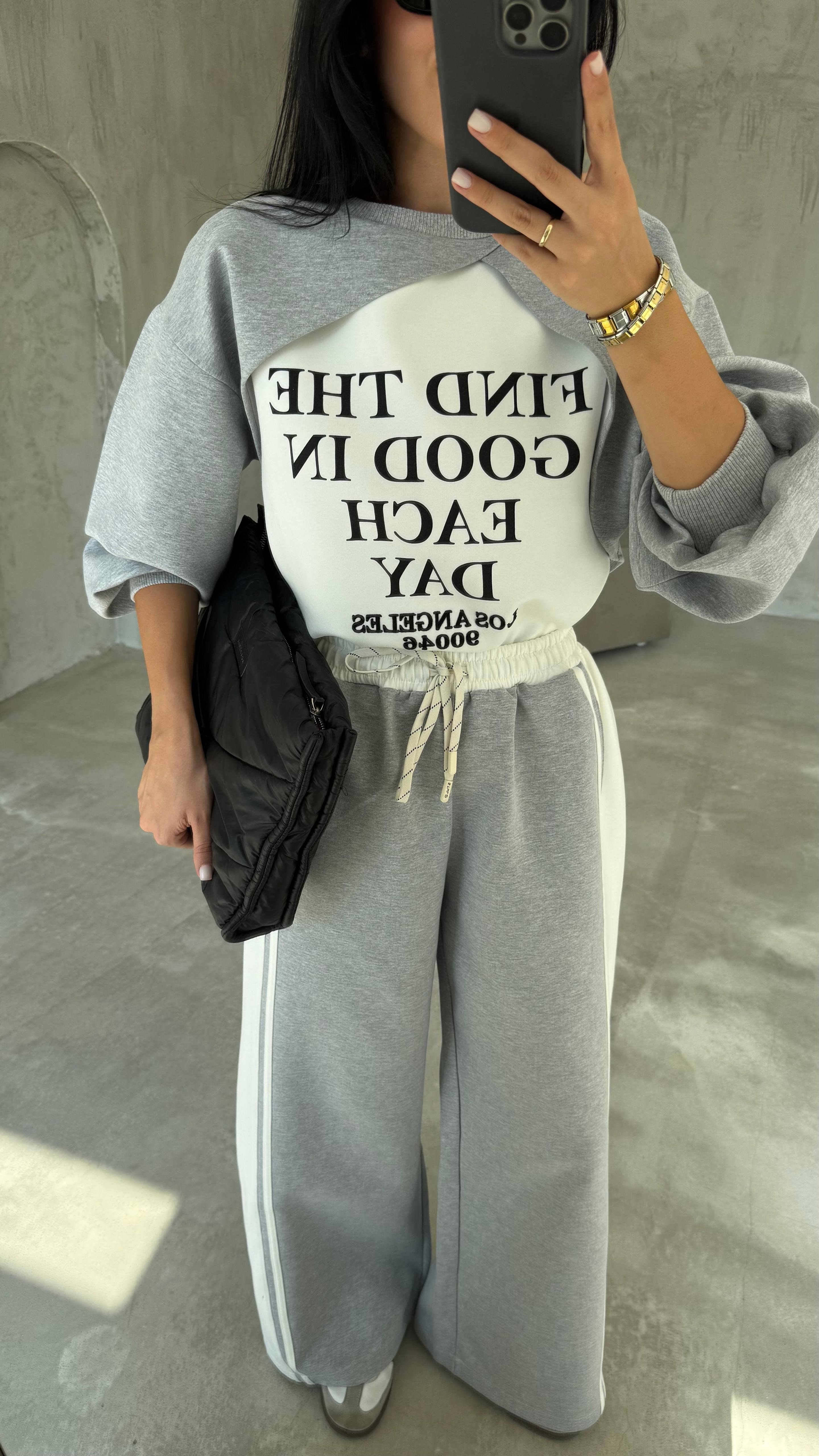 Yazı Baskılı Sweat Eşofman Takım (VNT891857)