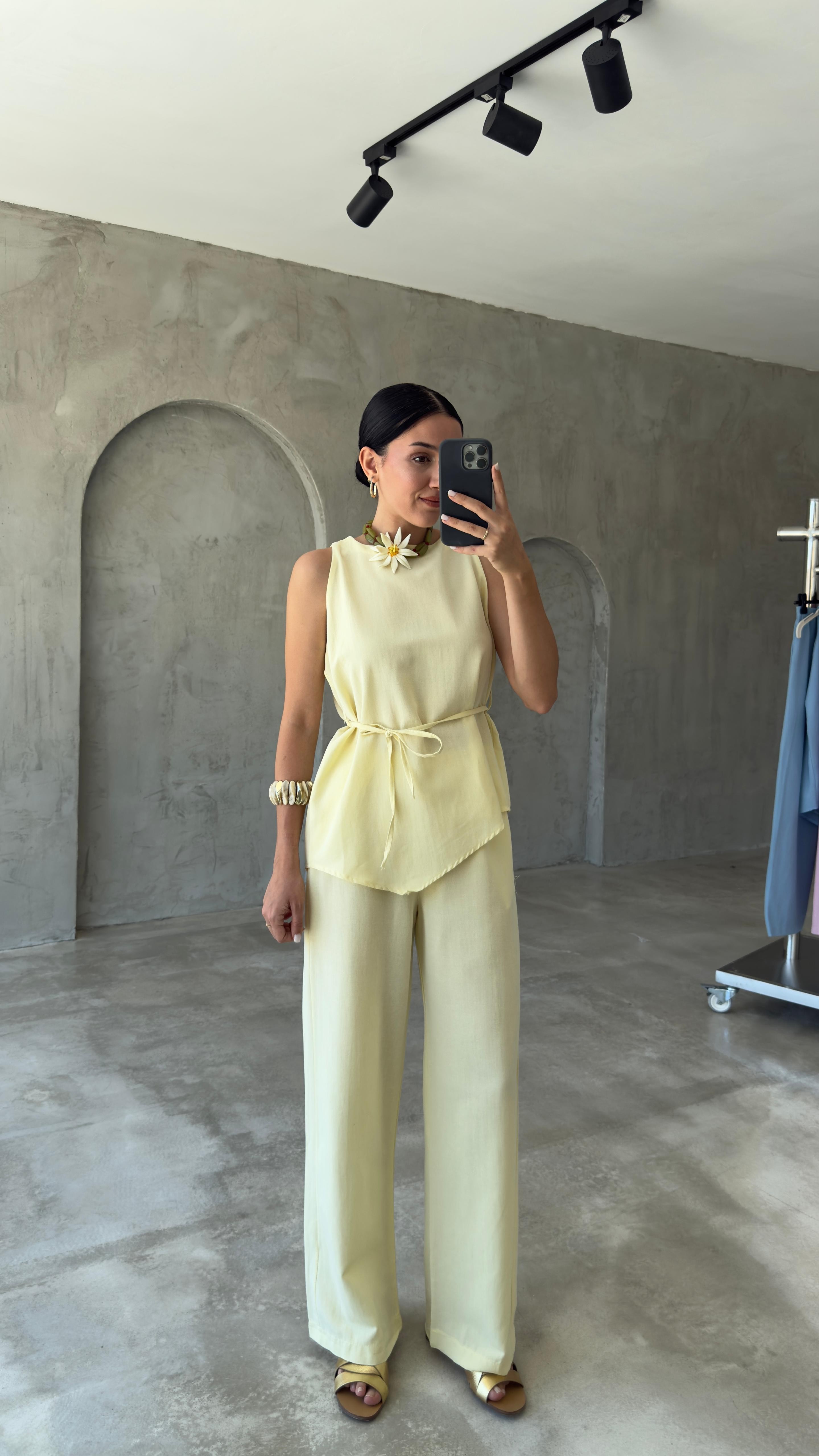 Asimetrik Bluz Pantolon Takım (VNT8784)