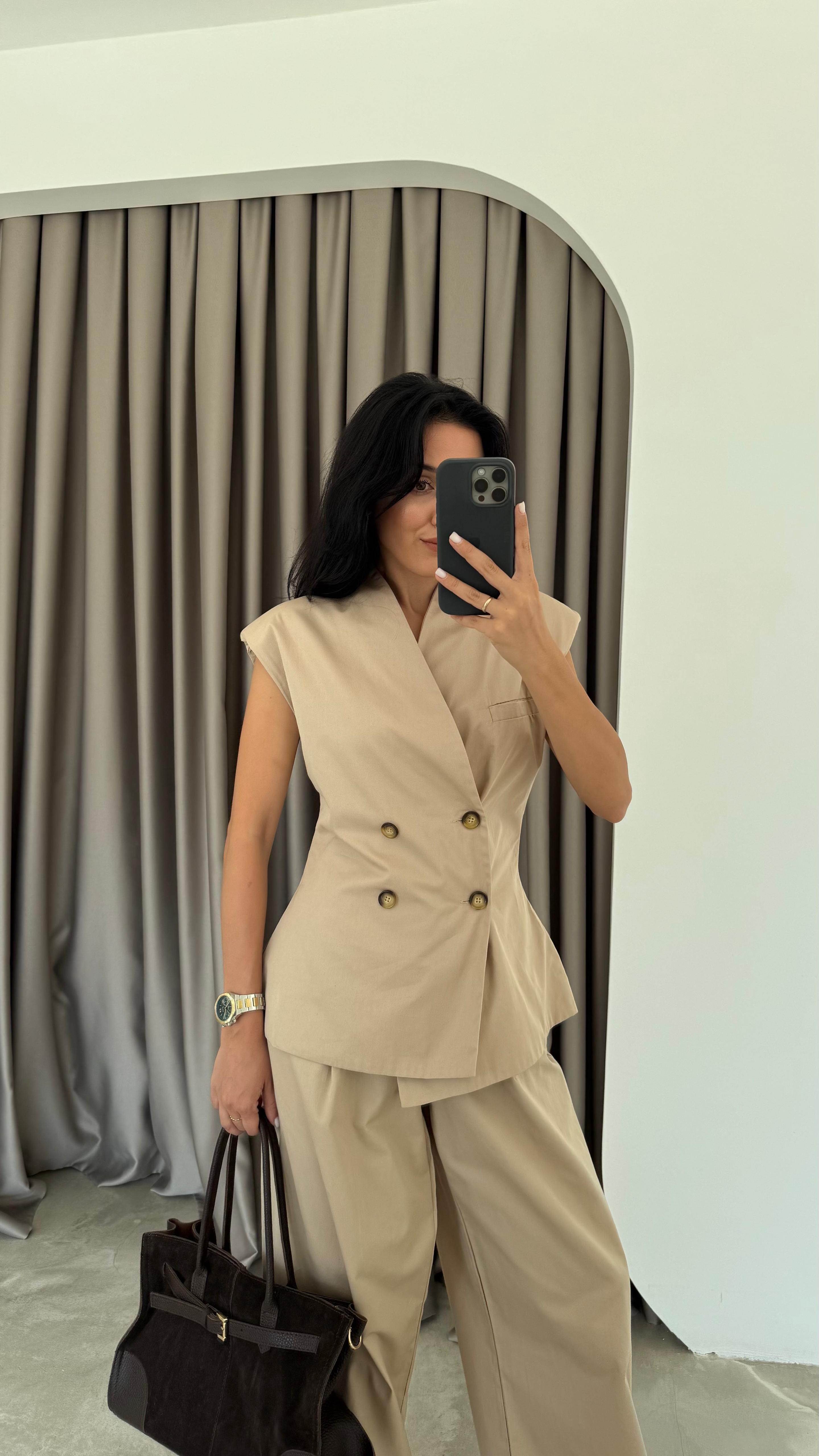 Gabardin Vatkalı Yelekli Takım (VNT'rvt)