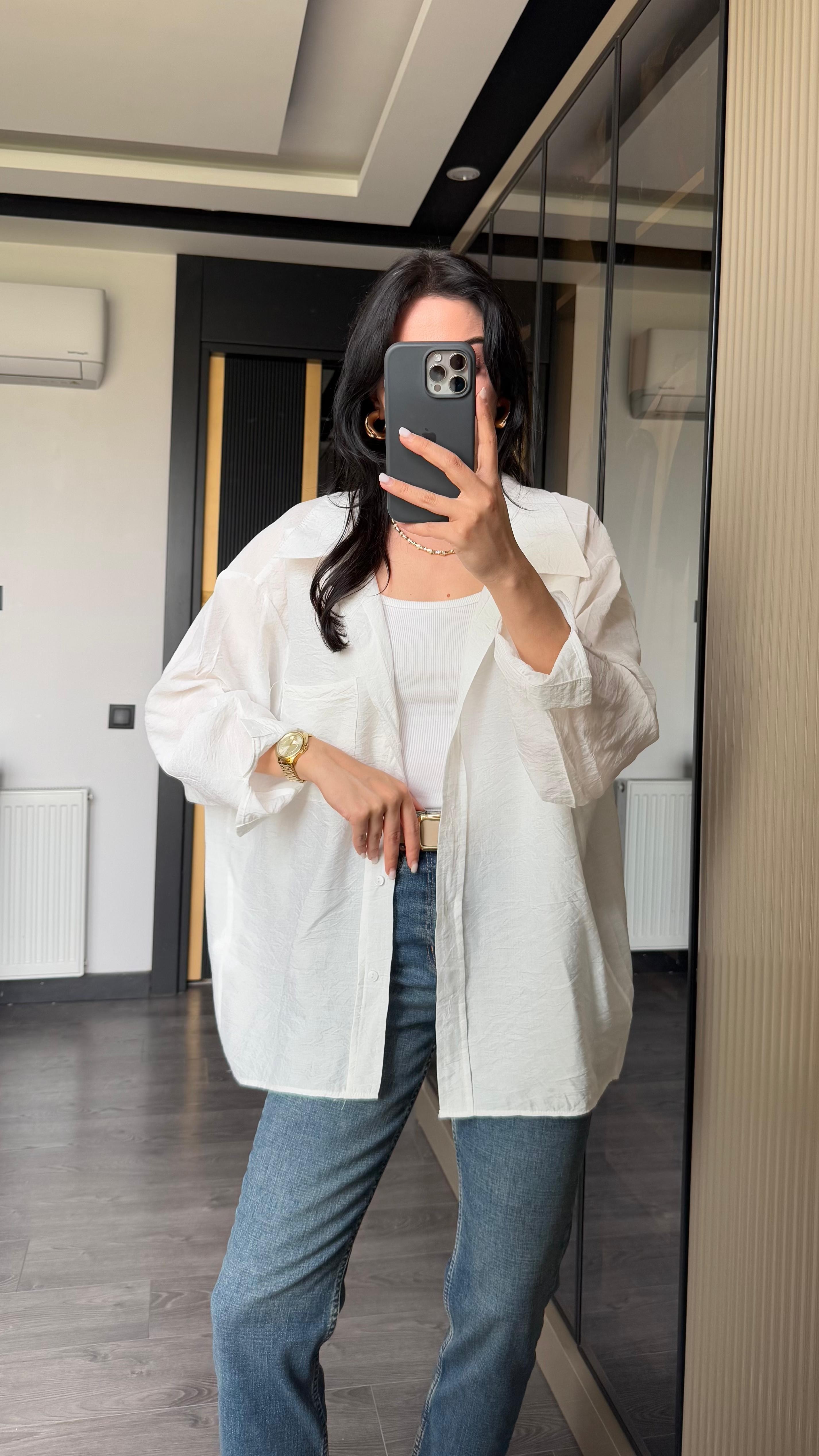 Oversize Tensel Gömlek 
