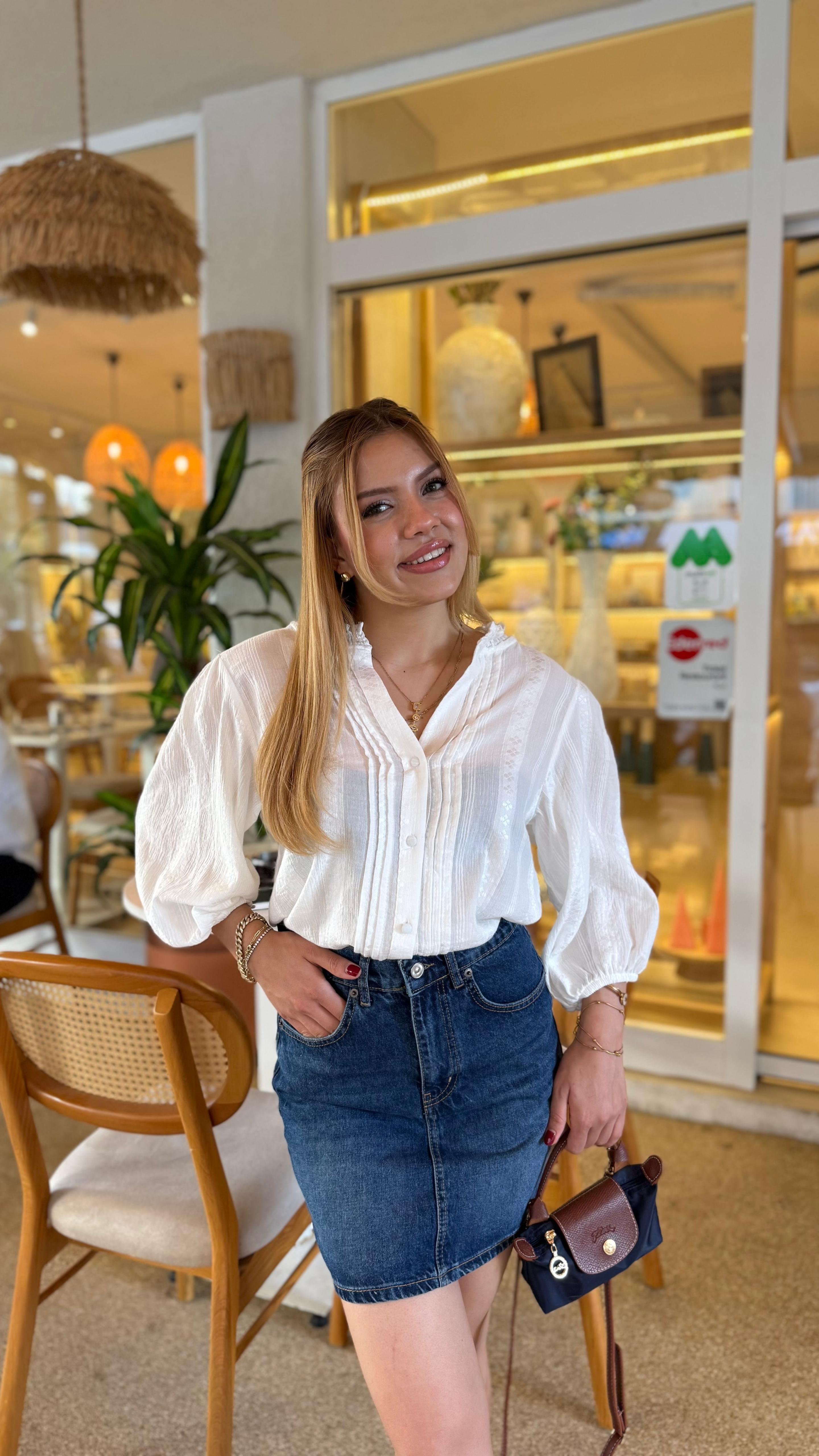 Nervür Detaylı Balon Kol Gömlek (VNT5807)