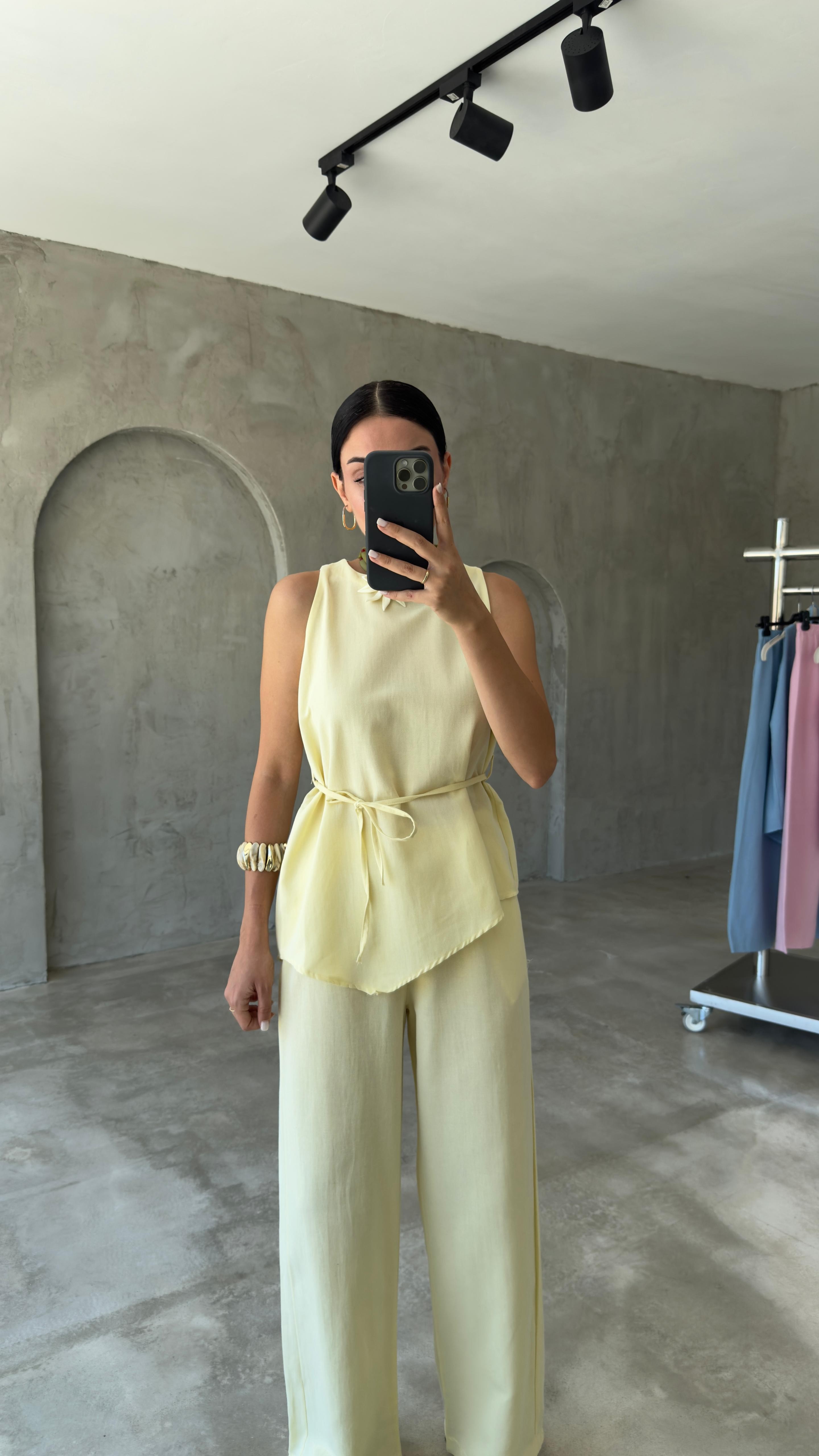 Asimetrik Bluz Pantolon Takım (VNT8784)