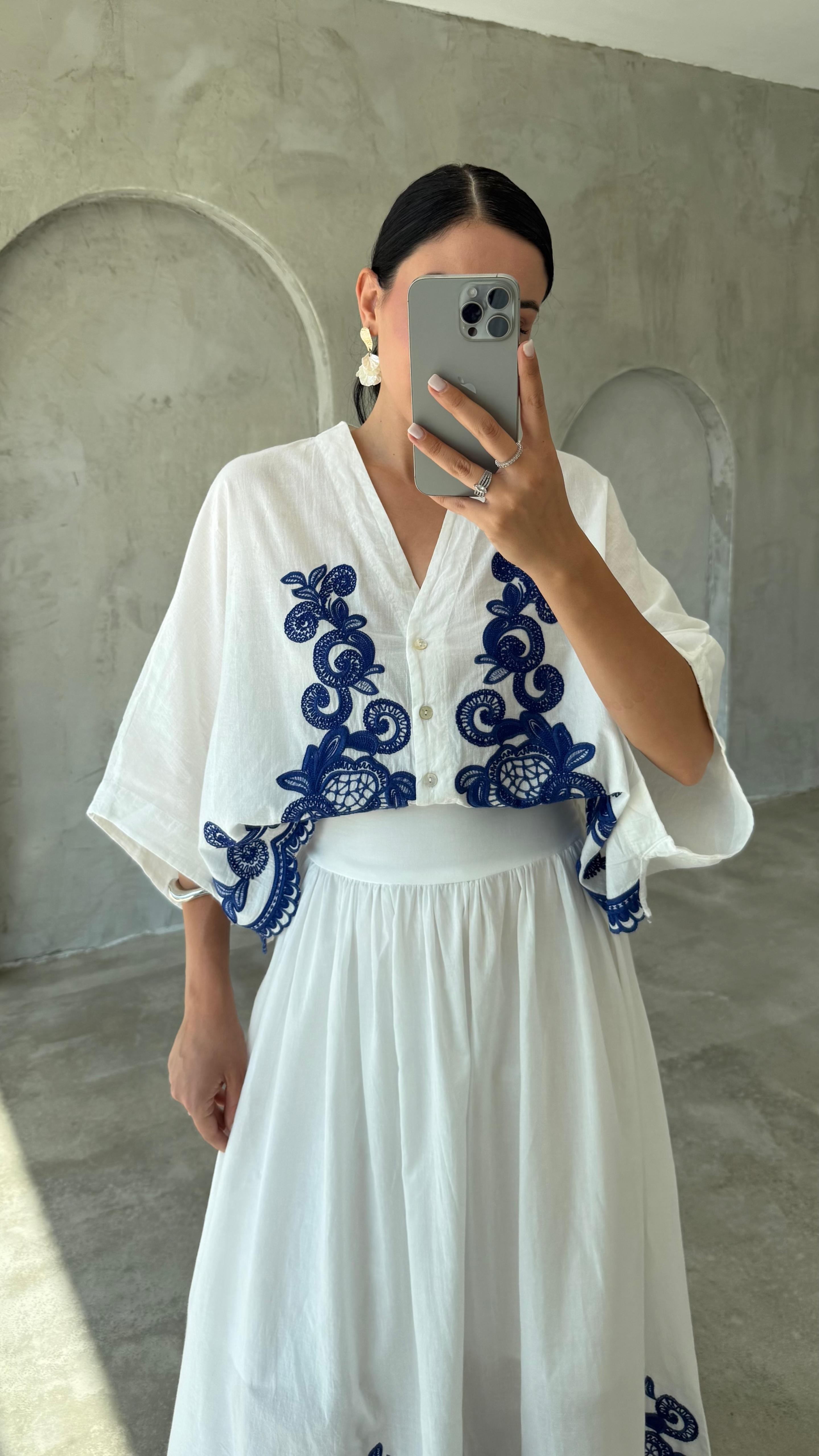 Nakışlı Gömlek Etek Takım (VNT247165)
