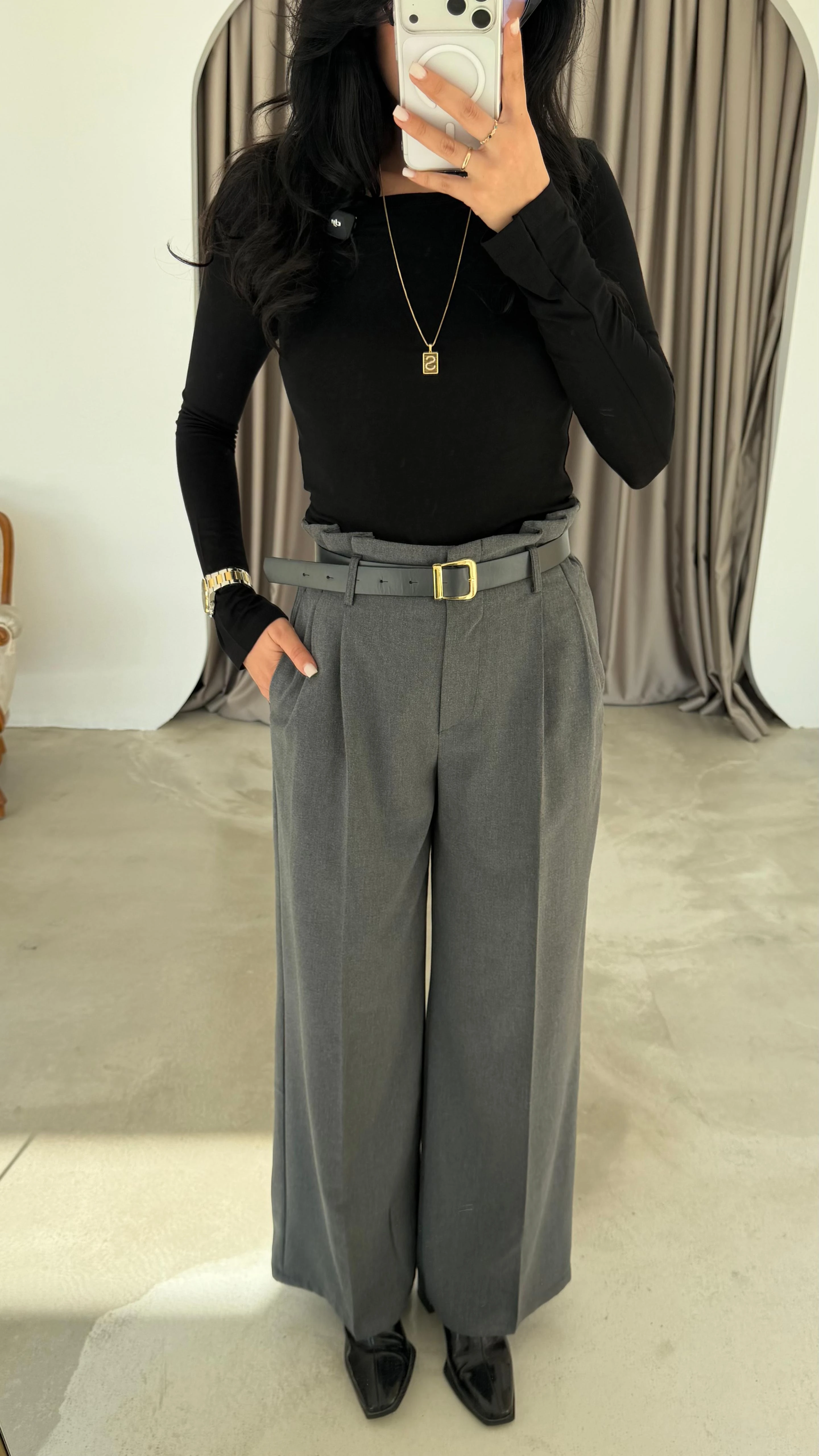 Gold Kemer Detaylı Palazzo Pantolon