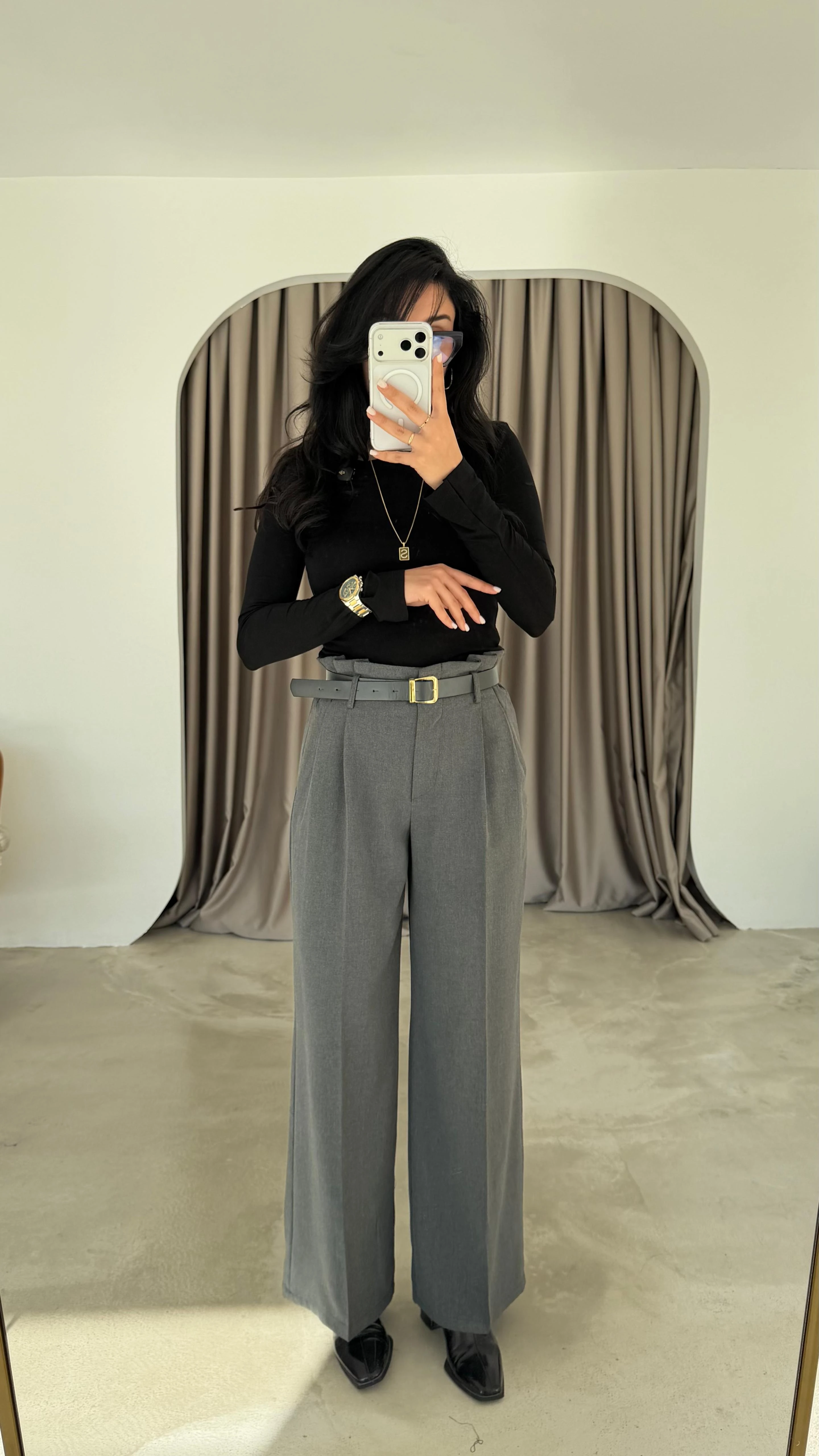 Gold Kemer Detaylı Palazzo Pantolon