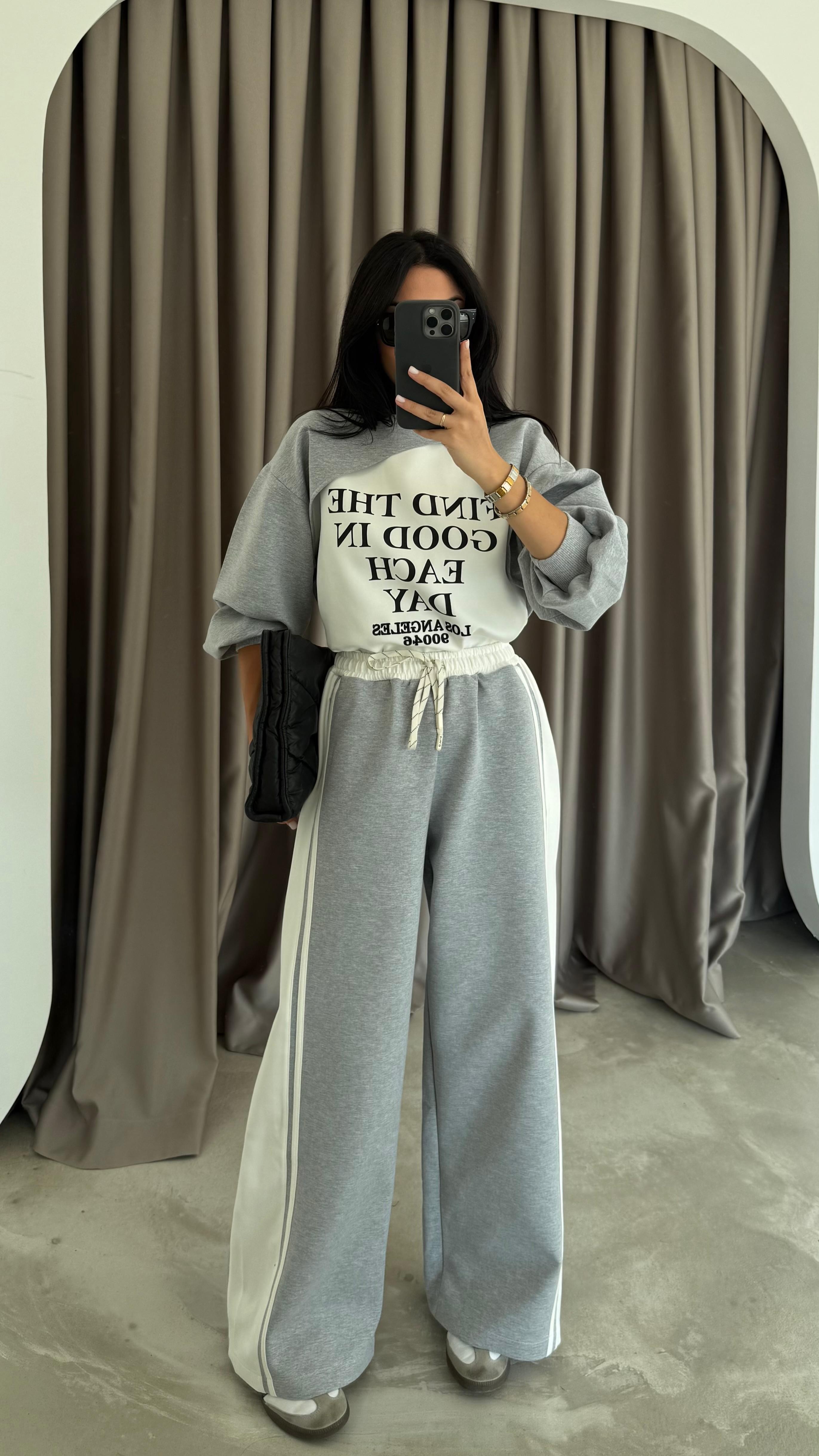 Yazı Baskılı Sweat Eşofman Takım (VNT891857)