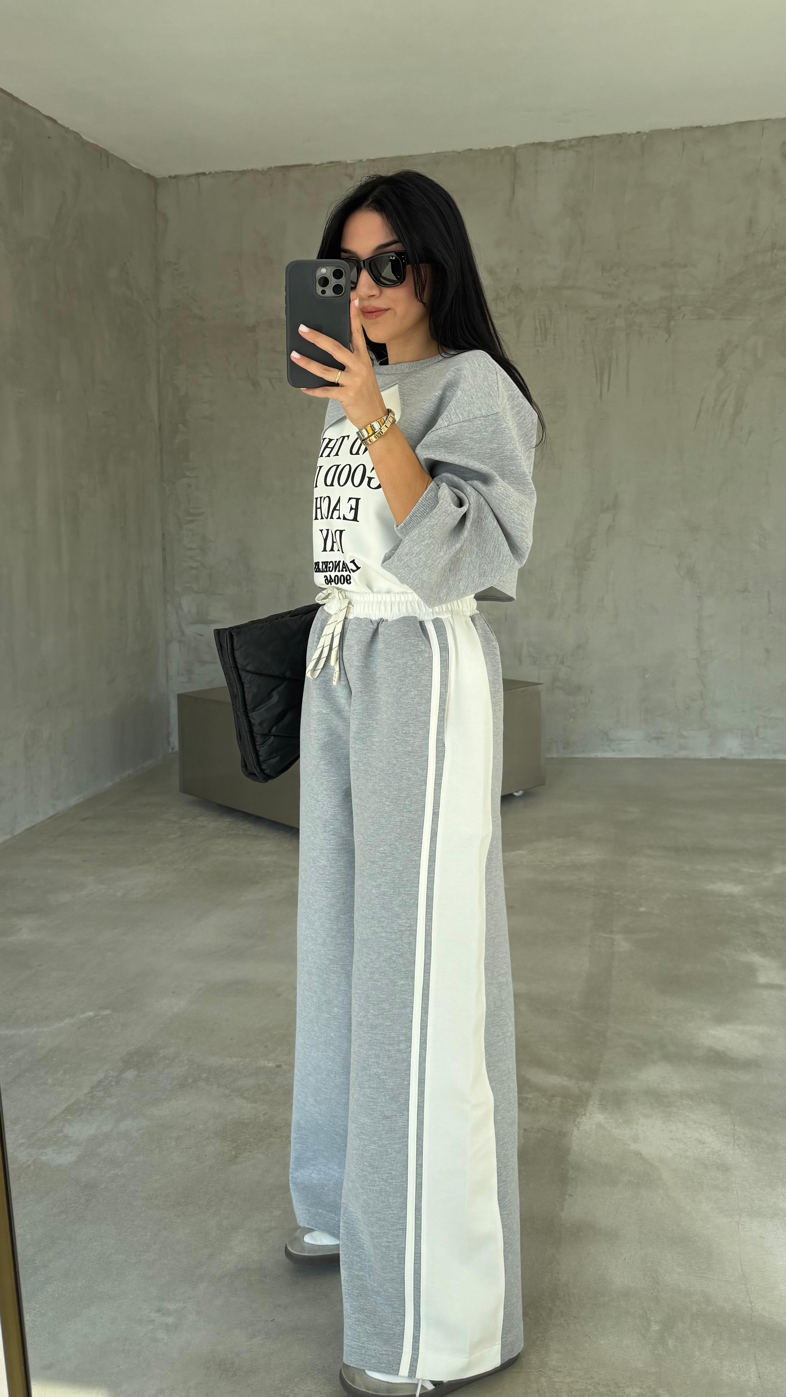 Yazı Baskılı Sweat Eşofman Takım (VNT891857)