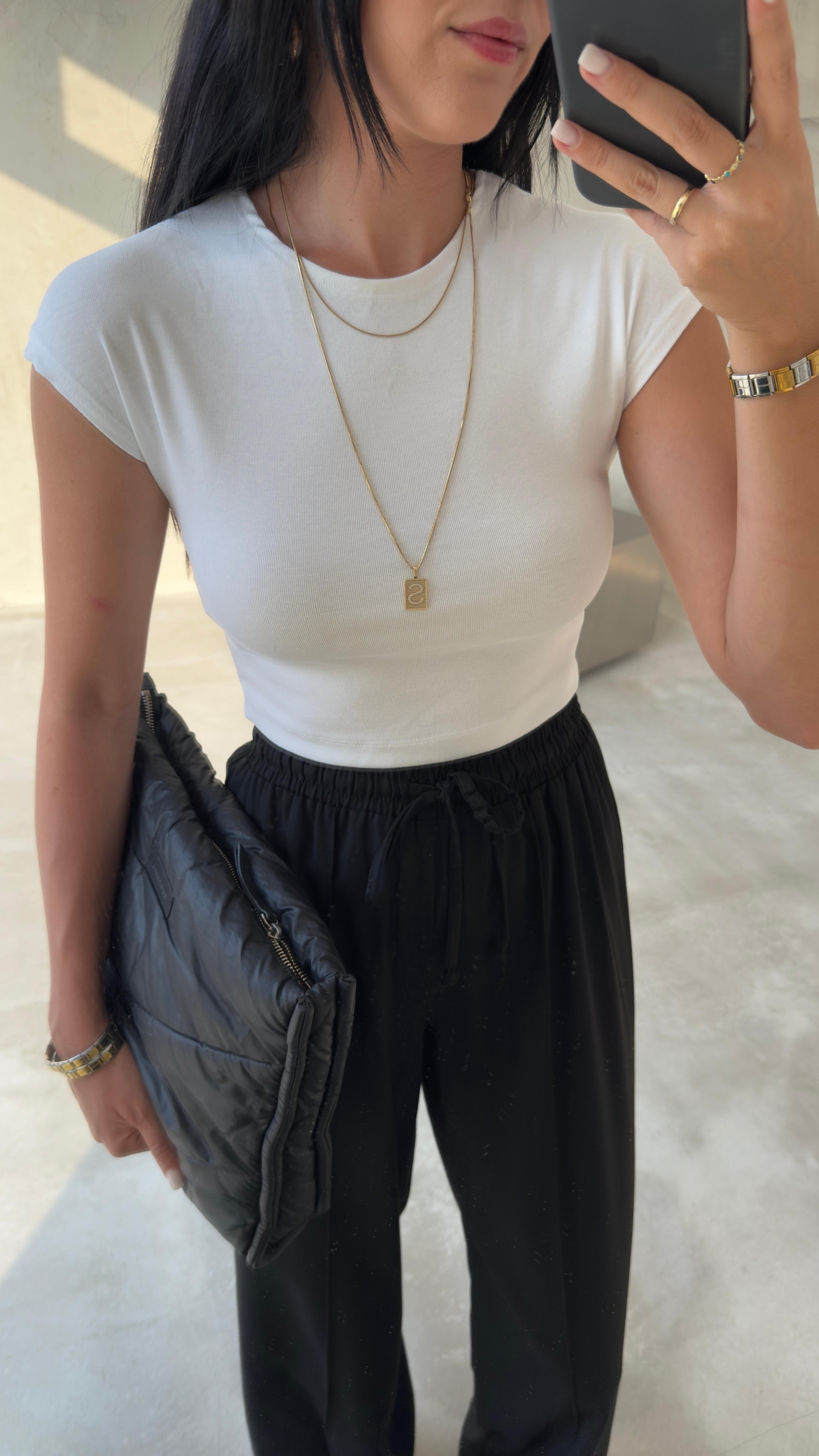 Pamuk ve Modal Karışımlı Crop Top (VNT30528)