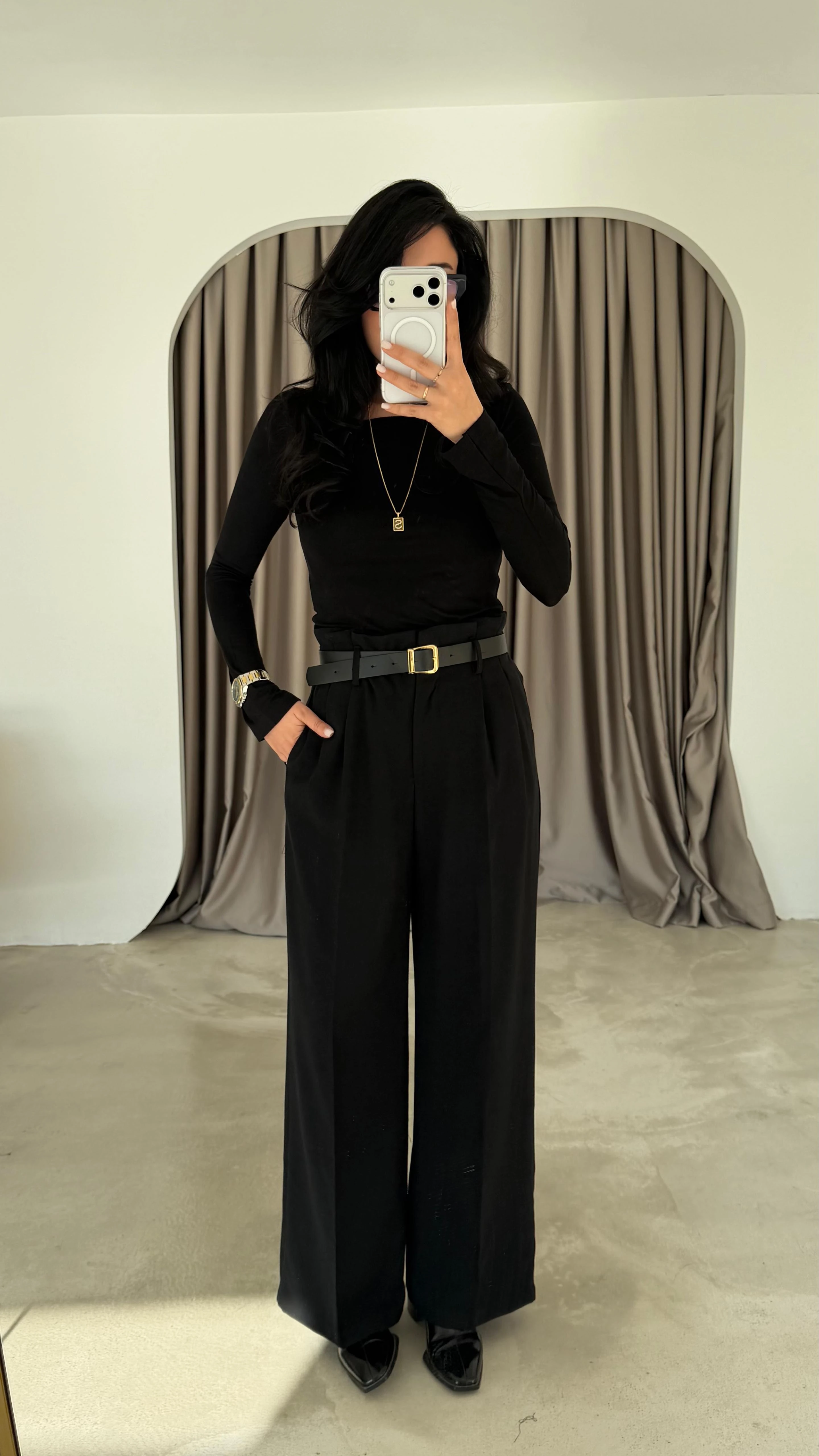 Gold Kemer Detaylı Palazzo Pantolon