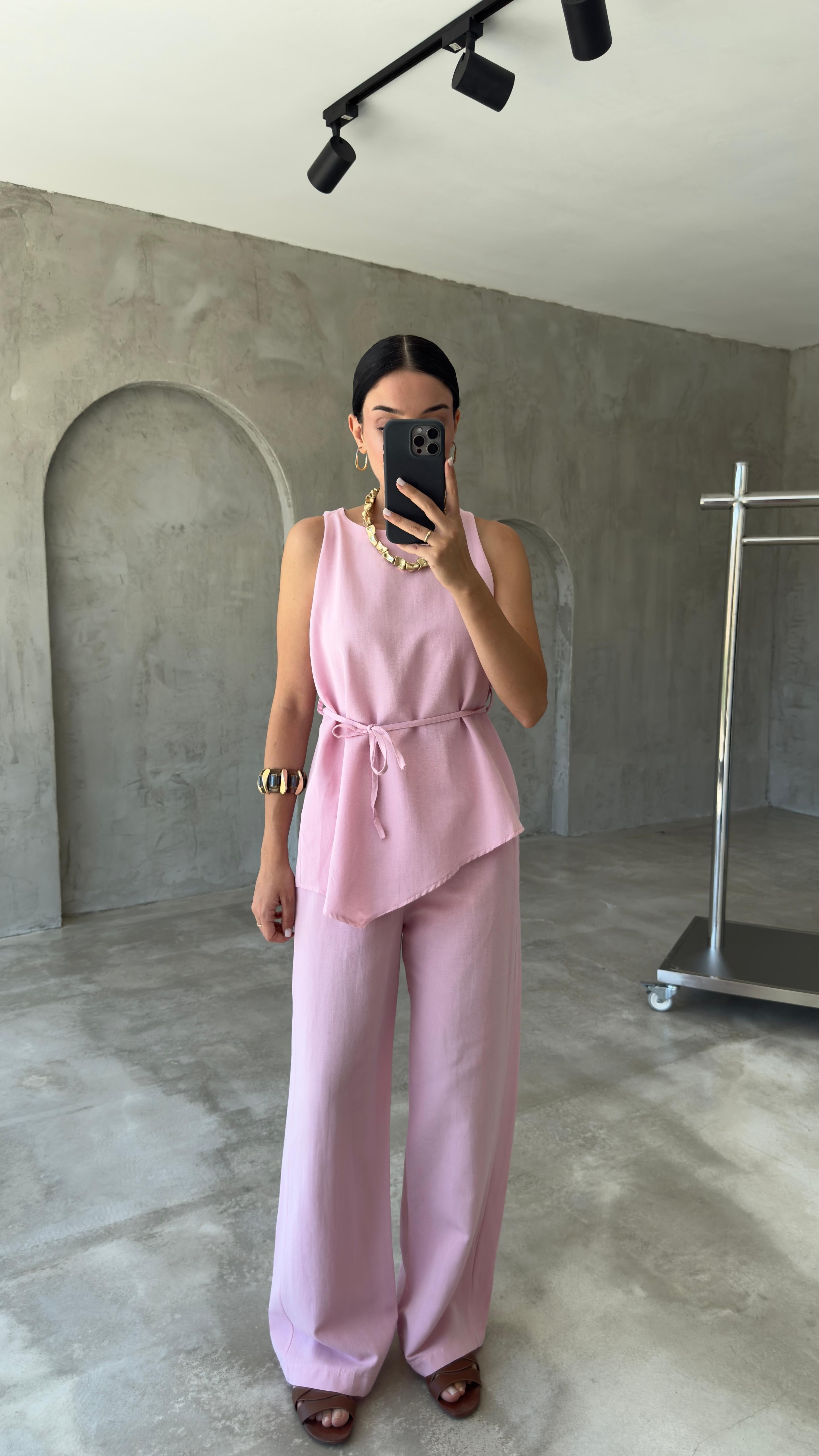 Asimetrik Bluz Pantolon Takım (VNT8784)