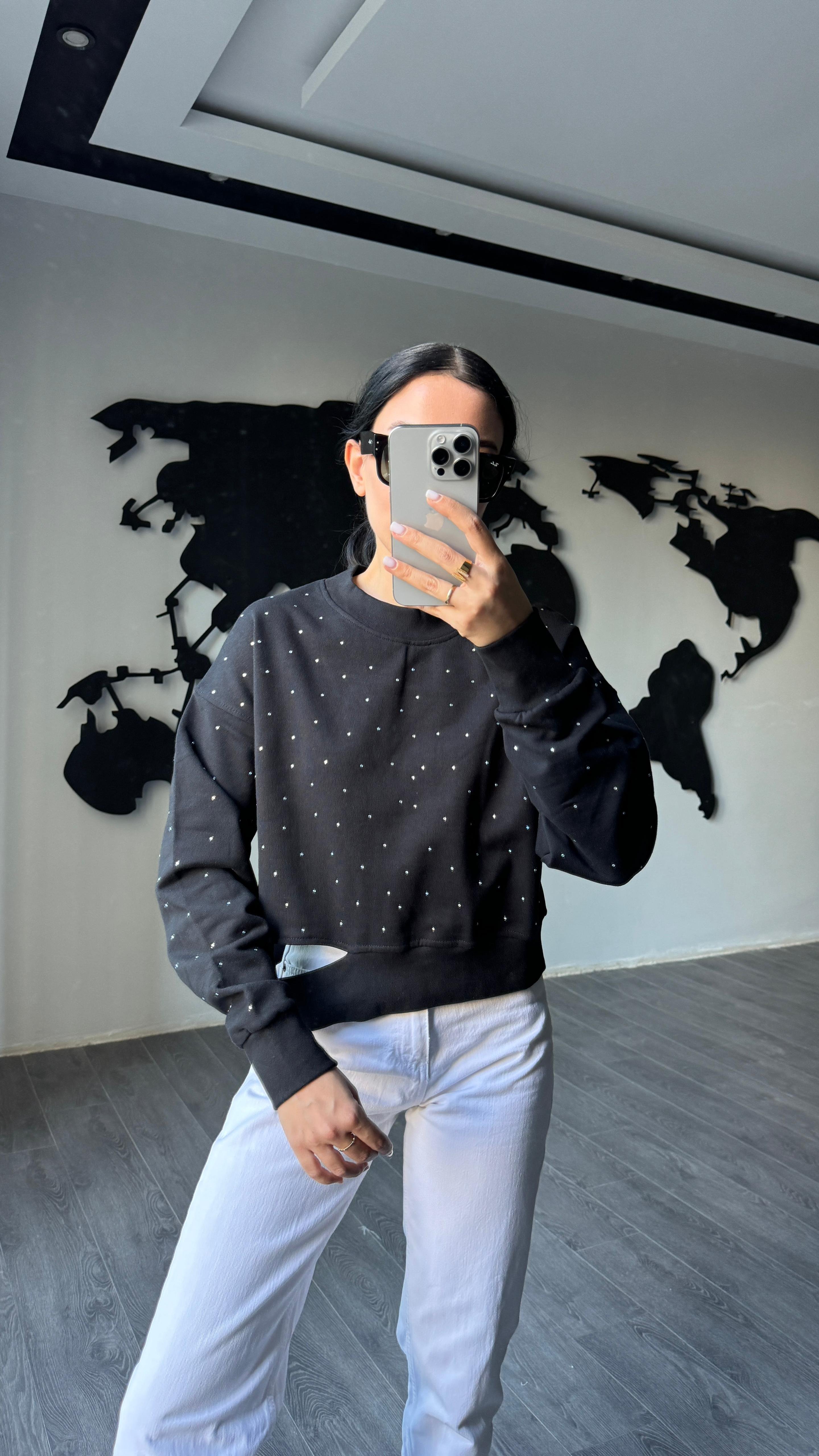 Marka Model Siyah Sweatshırt