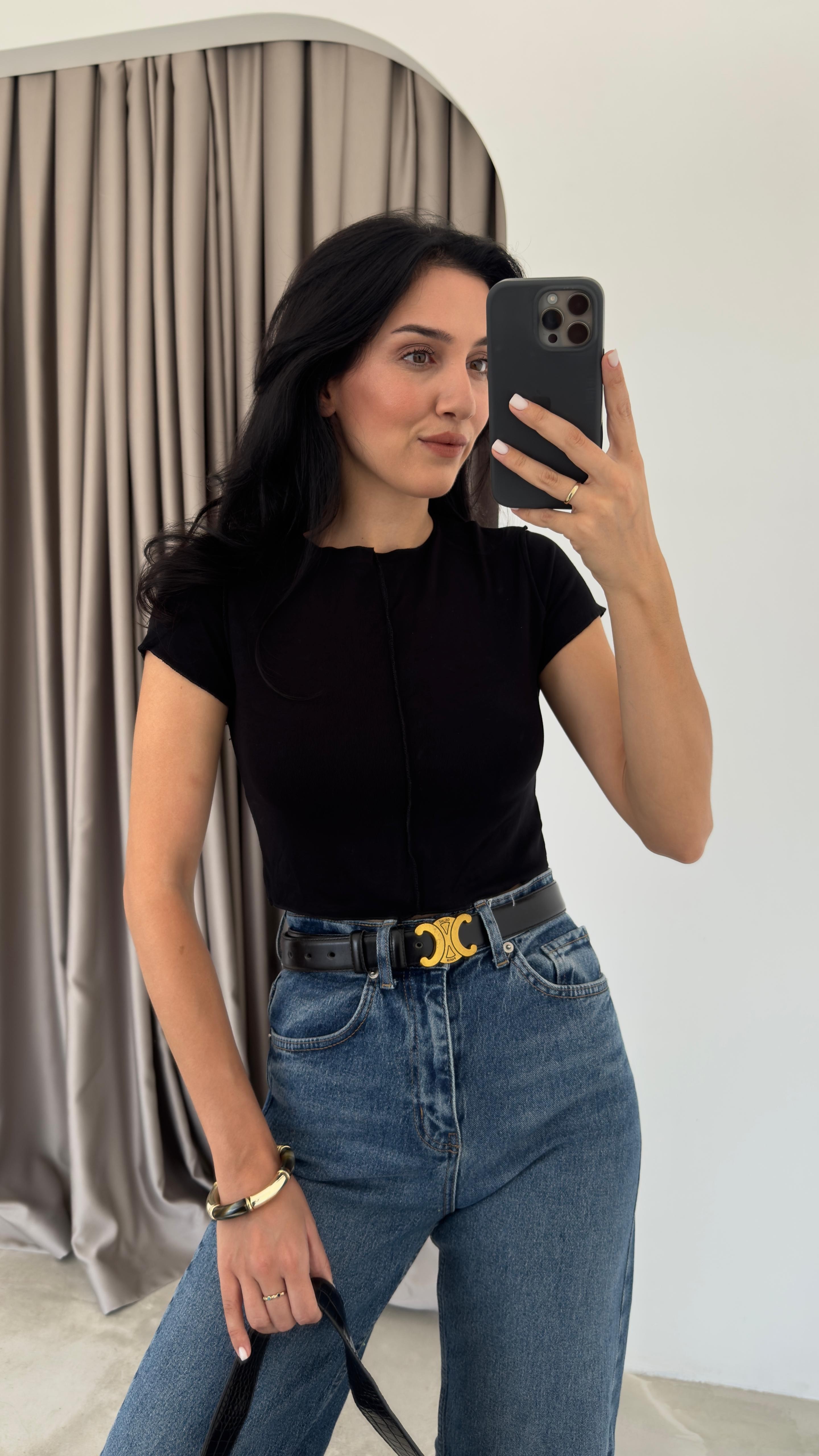 Yarım Kol Dikiş Detaylı Crop (VNTZR)