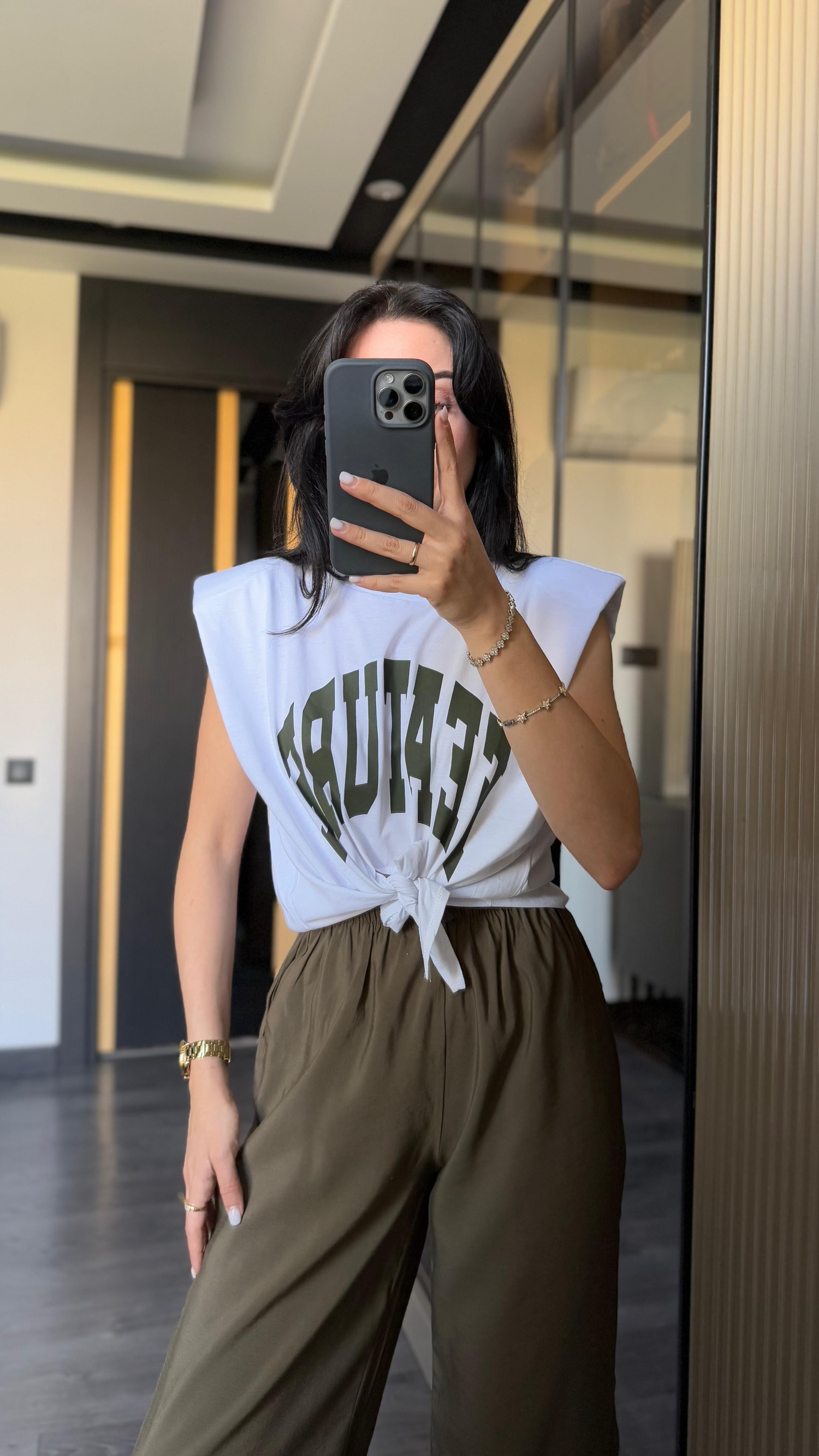 Vatkalı Bağlamalı Crop Basic - Yeşil