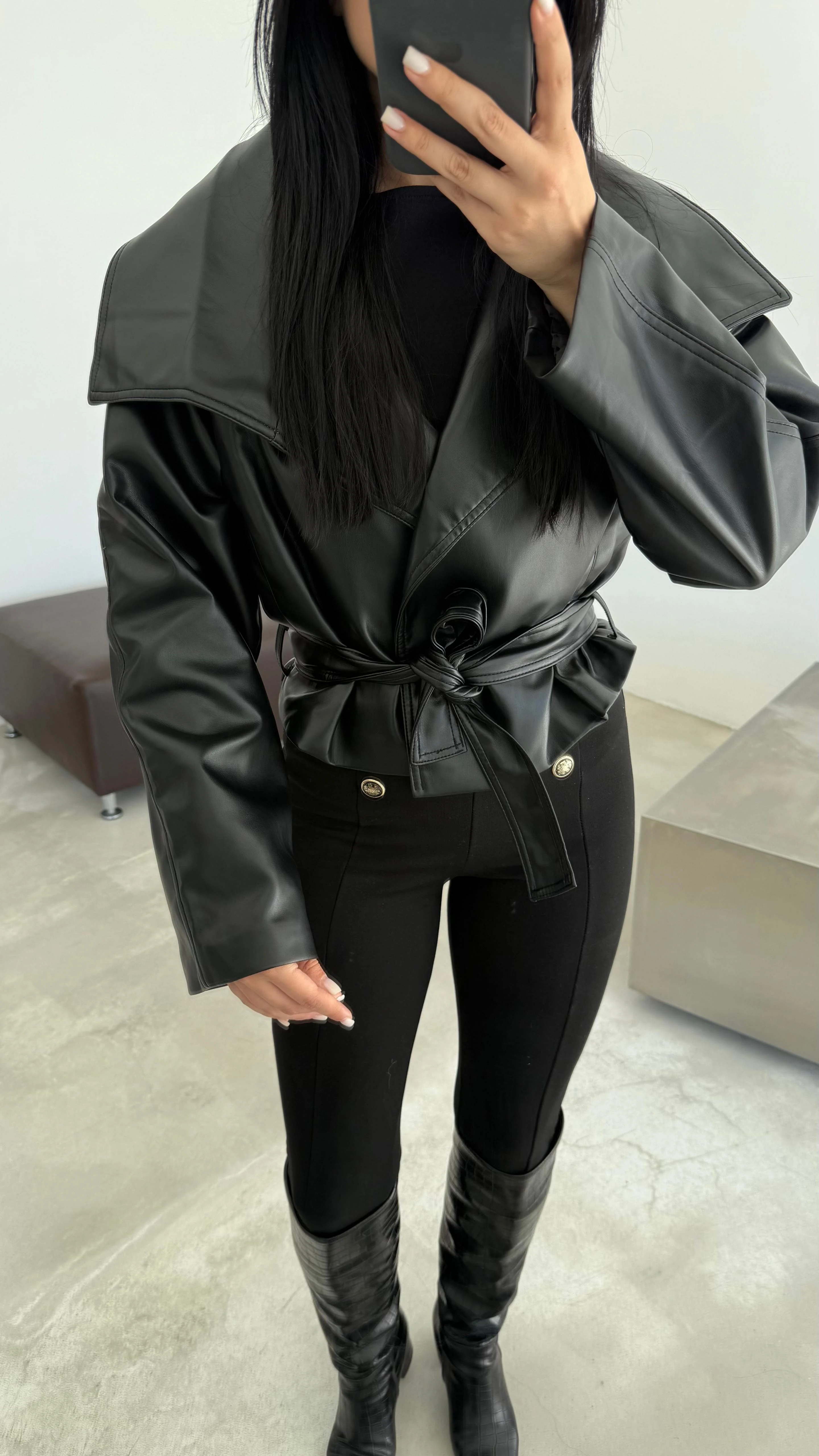 Reglan Kol Deri Ceket