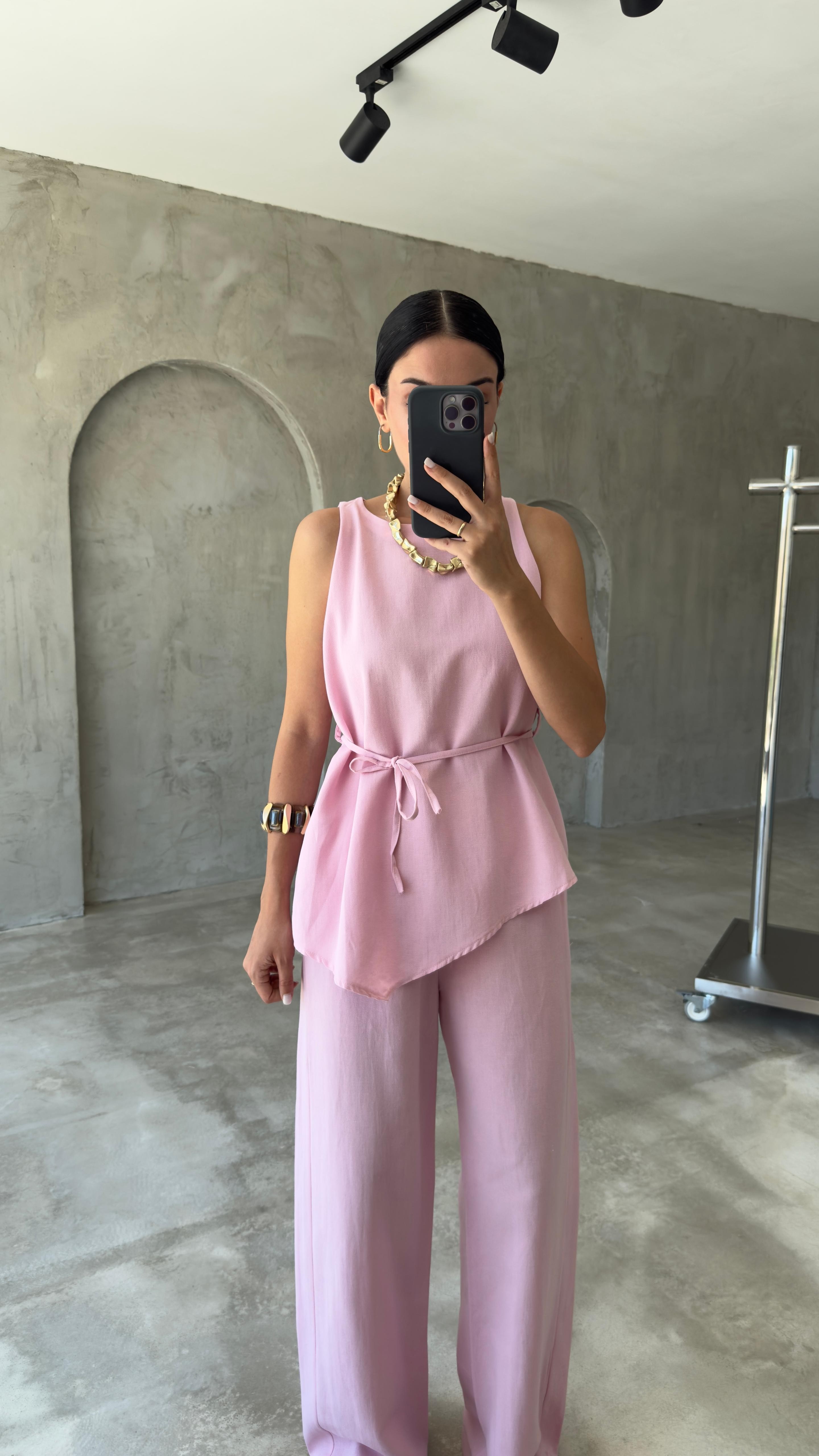 Asimetrik Bluz Pantolon Takım (VNT8784)