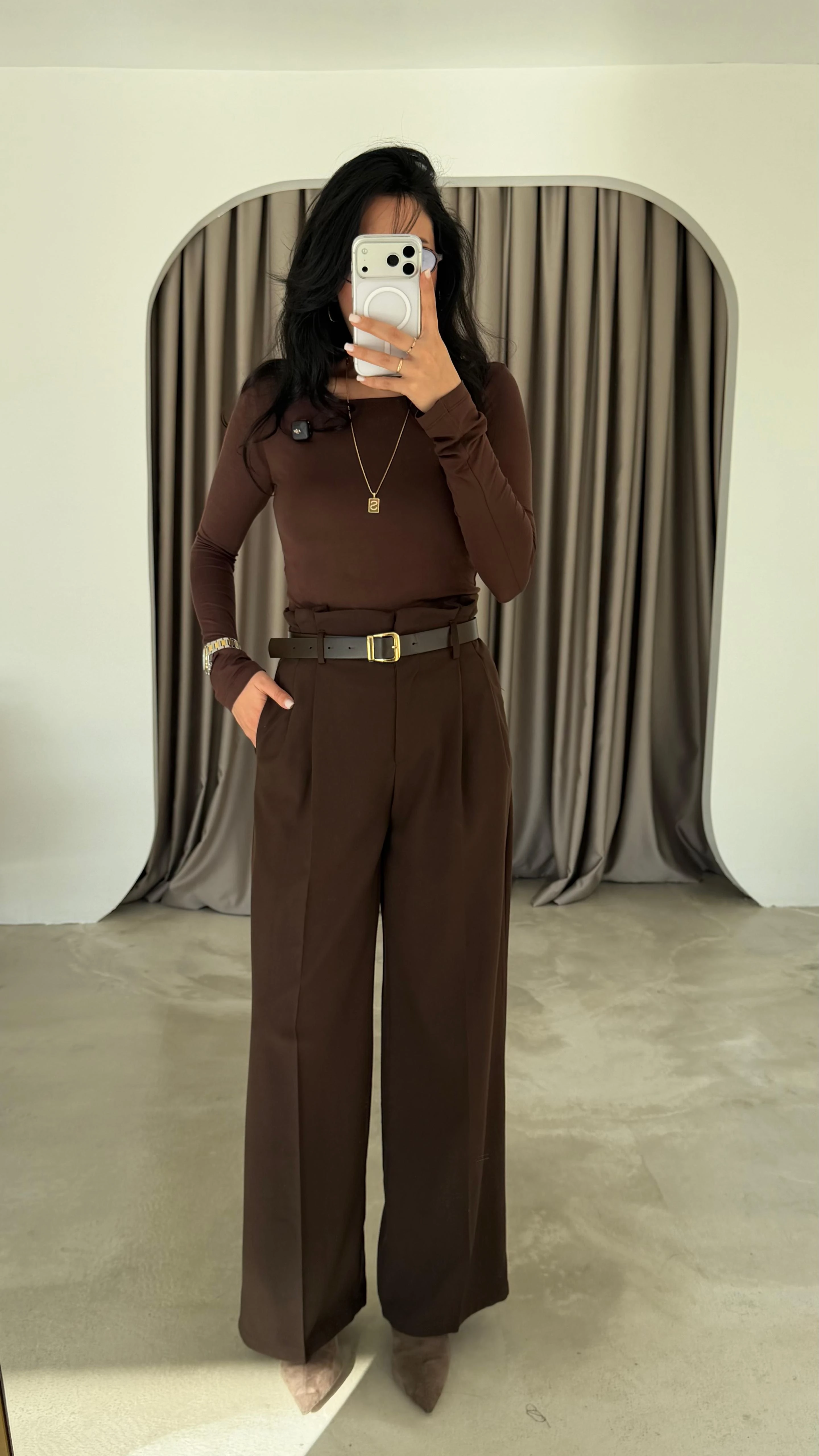 Gold Kemer Detaylı Palazzo Pantolon